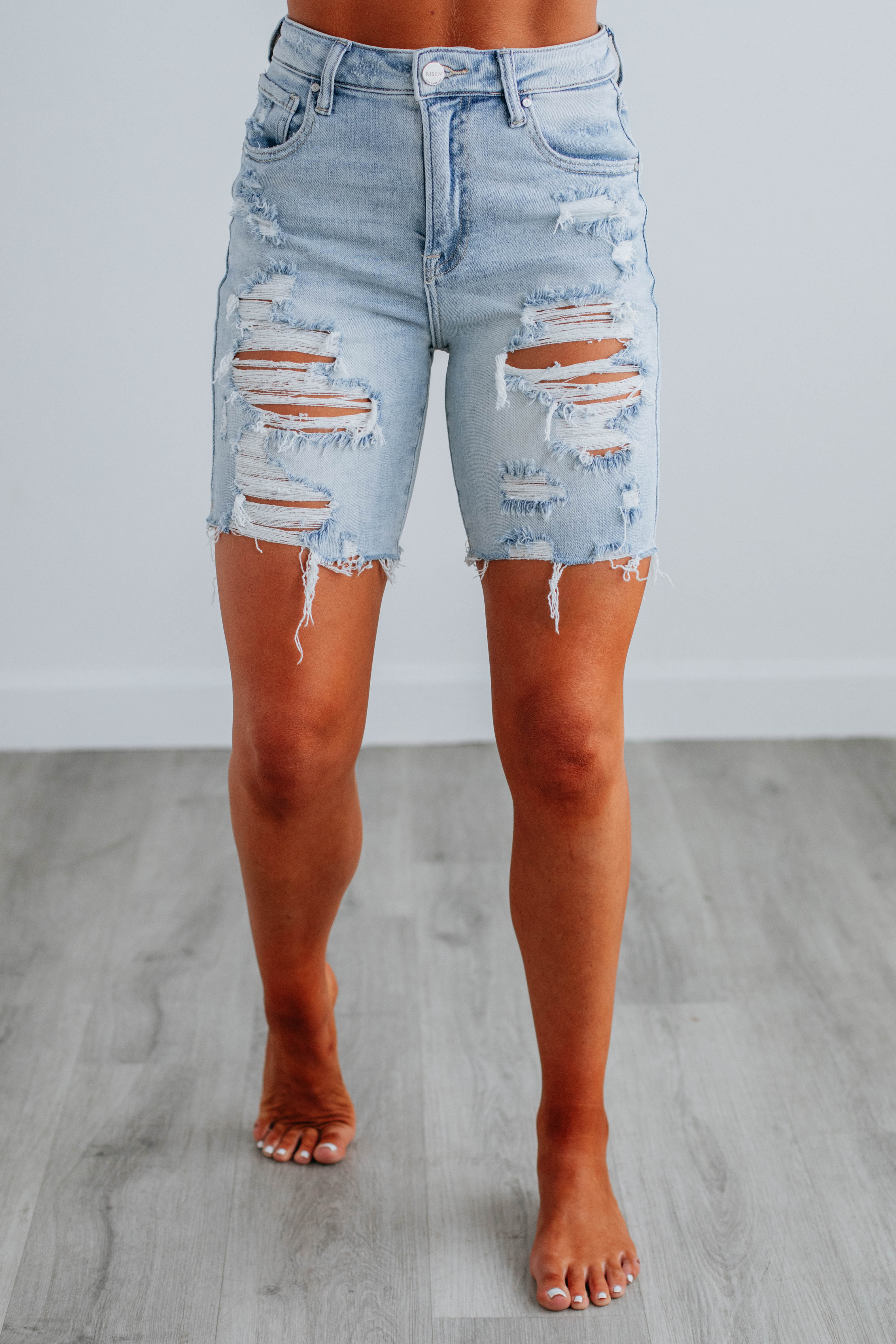 Baker Risen Light Wash Denim Shorts for Women - Comfortable High Waisted Summer Casual Shorts for Beach, Travel & Everyday Wear