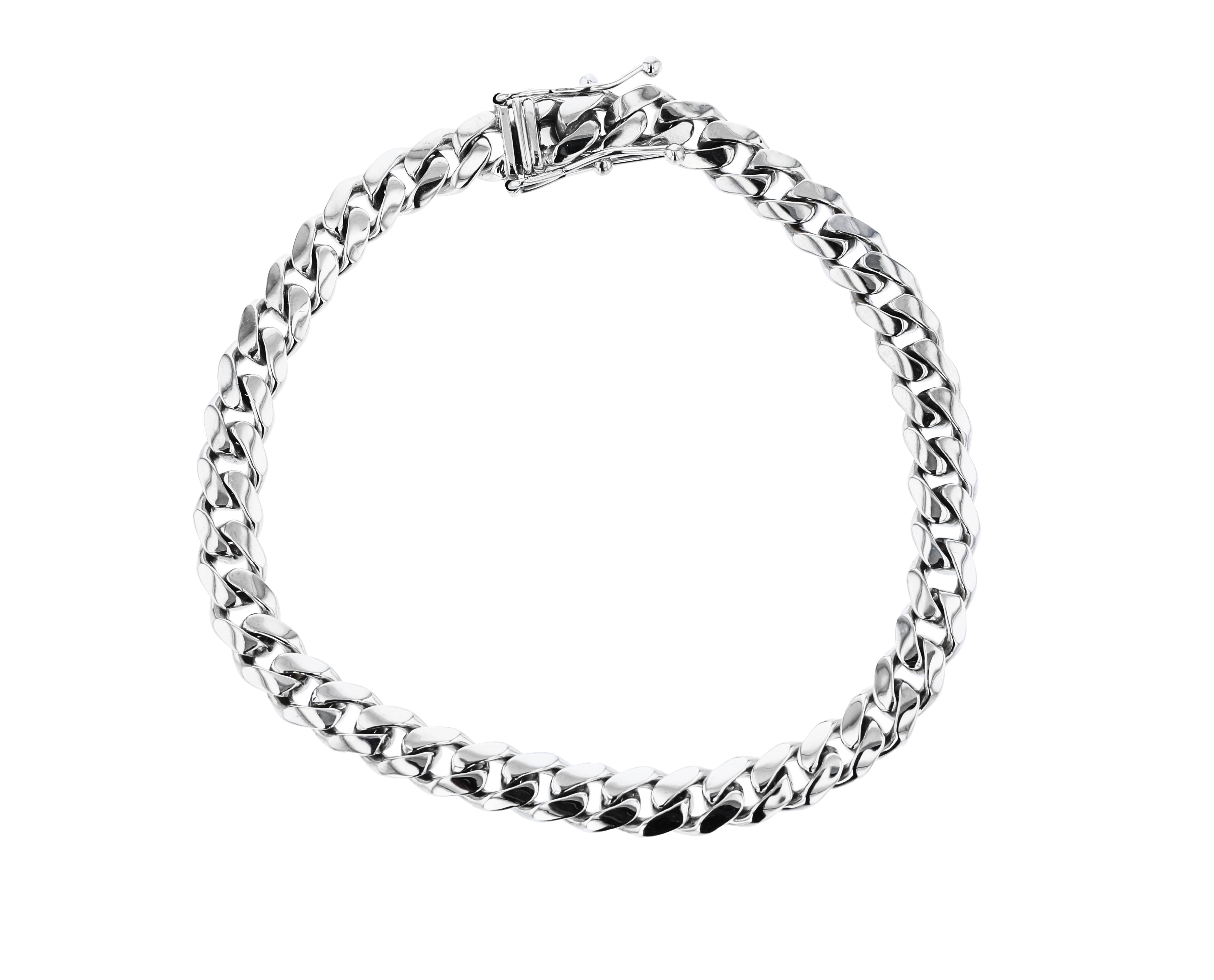 14K White Gold 7mm Cuban Link Bracelet for Men - Luxury Hip Hop Jewelry Gift for Birthday, Anniversary & Special Occasions