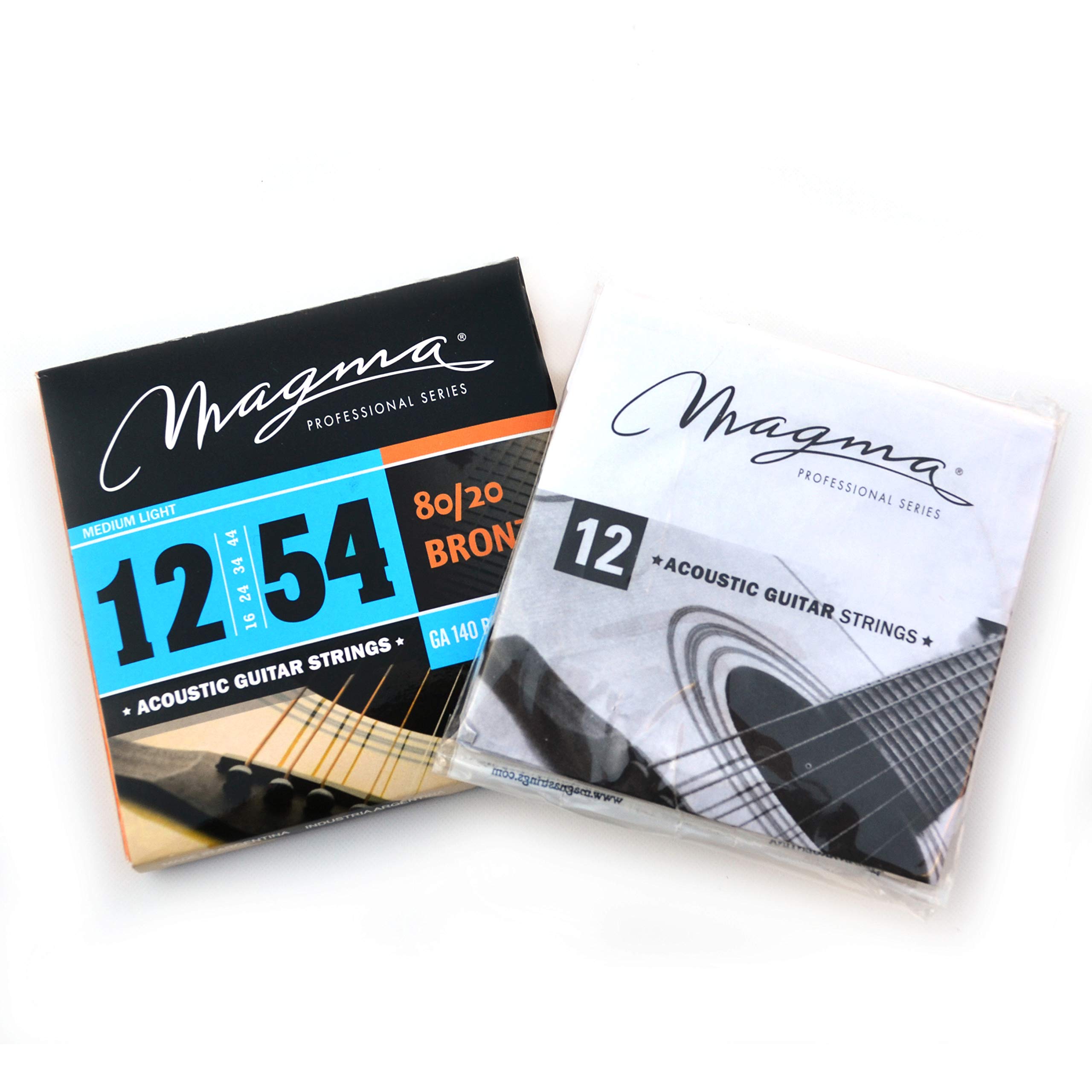 Magma Acoustic Guitar Strings Medium Light Gauge 80/20 Bronze Set .012-.054 (GA140B80) - Perfect for Folk, Country & Fingerstyle Playing