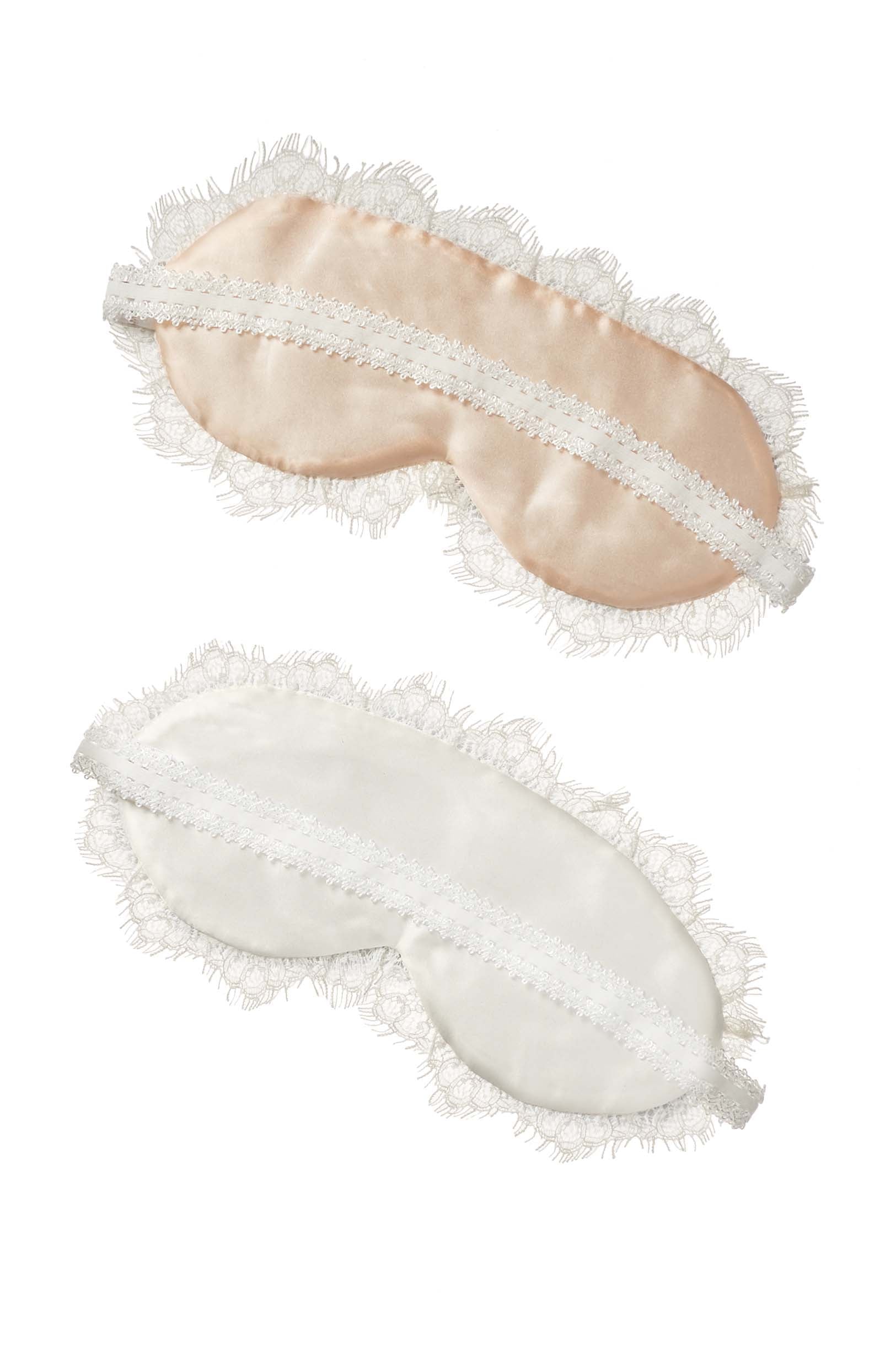 Swan Queen Silk & Lace Sleep Mask - Ivory or Blush Pink Eye Mask for Women, Soft Comfortable Sleeping Blindfold for Night Travel, Nap & Relaxation