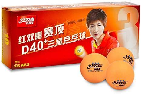 Premium DHS D40+ 3-Star Table Tennis Balls (Orange) - Professional Competition Ping Pong Balls for Tournaments & Training