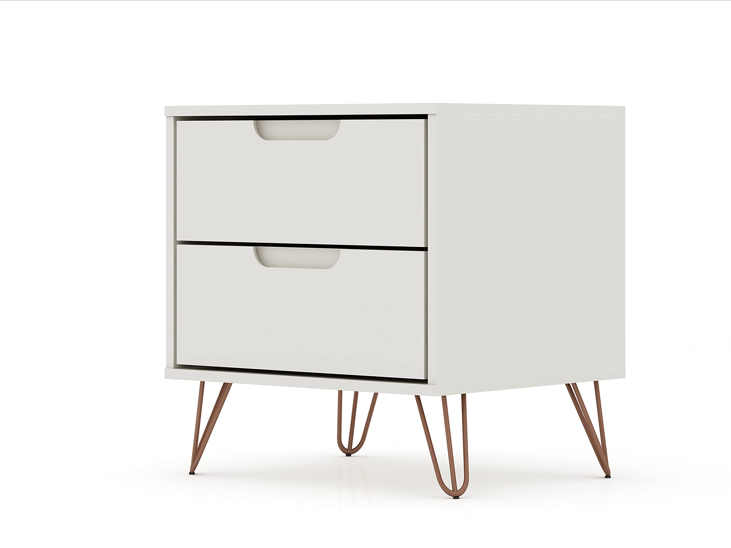 Mid Century Modern Nightstands Set of 2 - Minimalist Bedside Tables with Drawers for Bedroom Storage, Off-White Display Organizer | Perfect for Master Bedroom, Guest Room & Living Room Décor