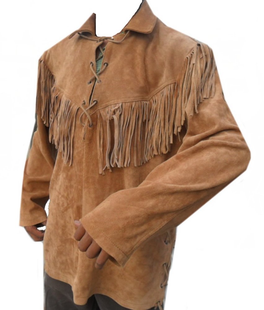 Classyak Genuine Leather Western Shirt with Fringe Details on Front, Back & Shoulders | Cowboy Style Button Up Shirt for Men | Perfect for Rodeo, Country Music Festivals & Western Themed Parties