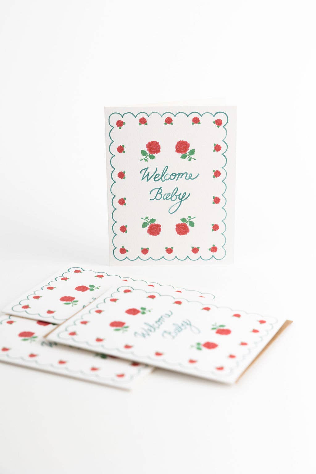 Rose Baby Card - Handmade Floral Greeting Card for Birthdays, Baby Showers & Special Occasions | Perfect Gift for New Parents & Celebrations