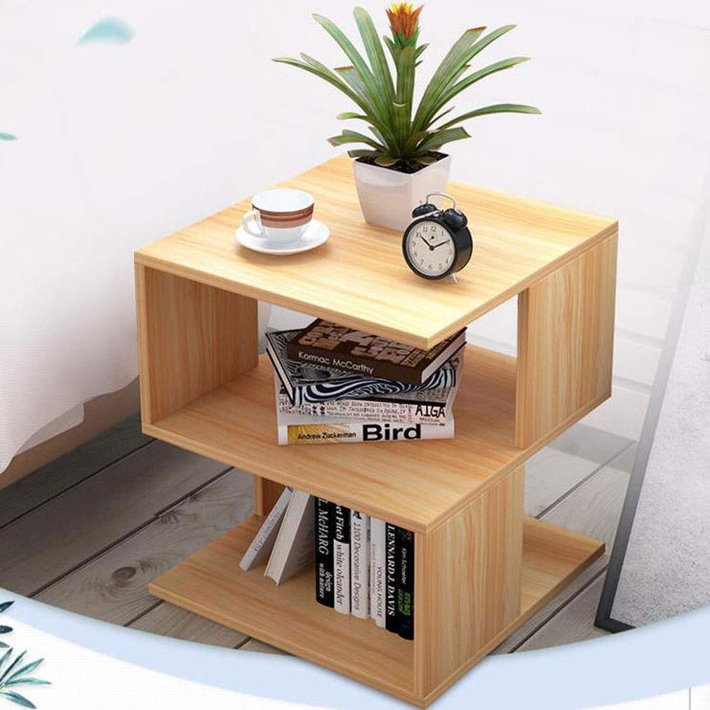 3-Tier Wooden End Table with Storage Shelf - Square Nightstand, Side Table, Coffee Table for Living Room, Bedroom, Office (40x40x43cm) - Perfect for Holding Lamps, Books, Snacks & Bedroom Essentials