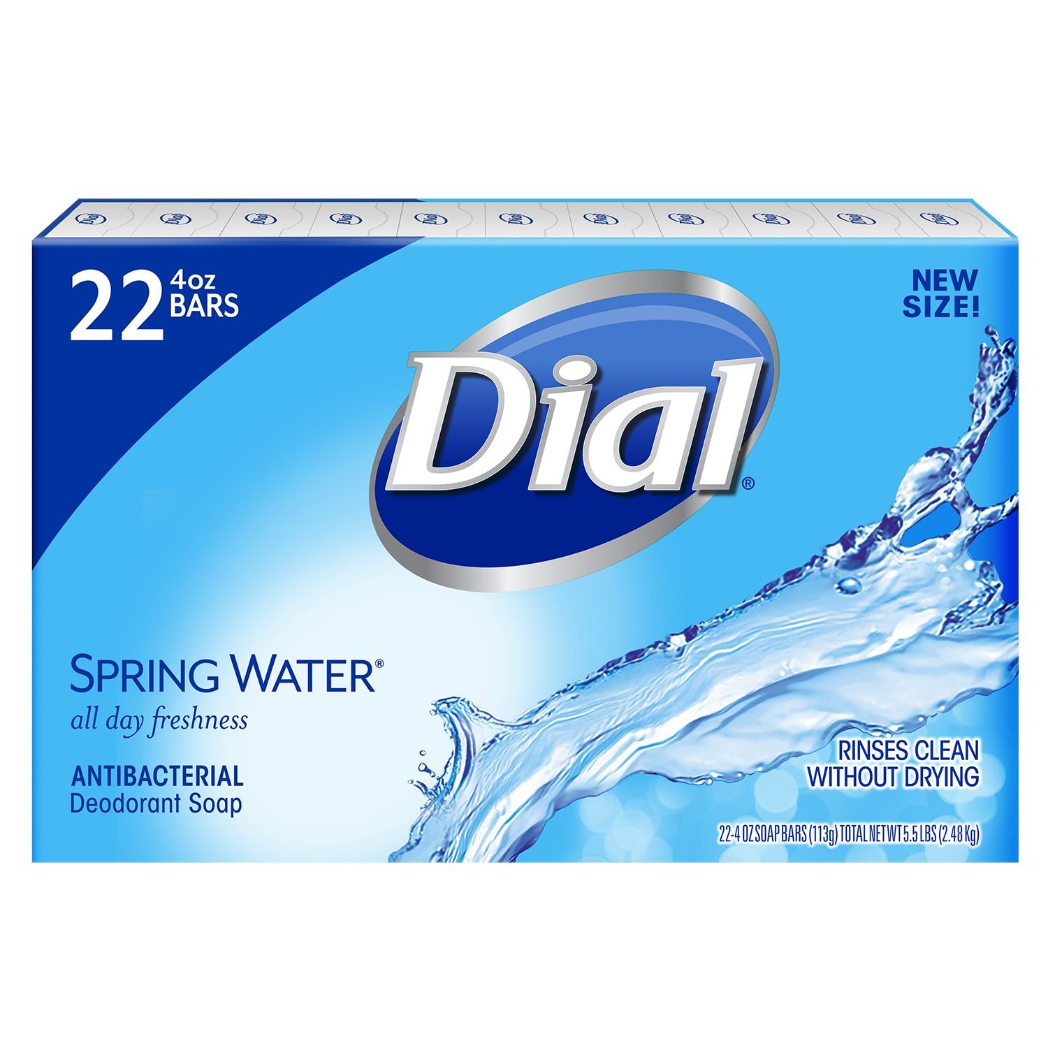 Dial Antibacterial Bar Soap, Spring Water Scent - Pack of 44 Bars | Gentle Cleansing for Hands & Body | Ideal for Home, Gym & Travel Use