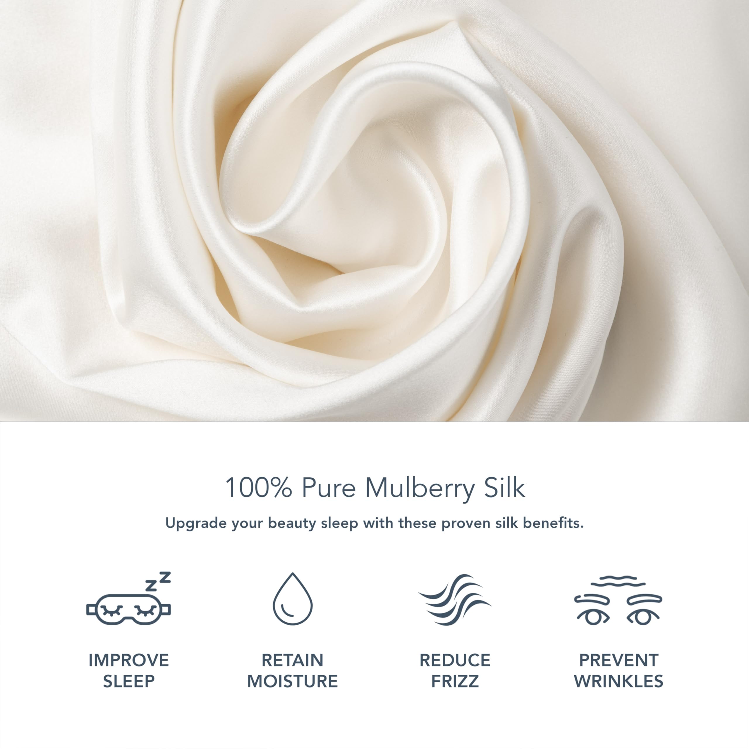 Fishers Finery 30mm 100% Pure Mulberry Silk Pillowcase Set (White, King, 2 Pack) - Good Housekeeping Approved for Luxury Sleep & Skin Care - Perfect for Anti-Aging & Hair Protection