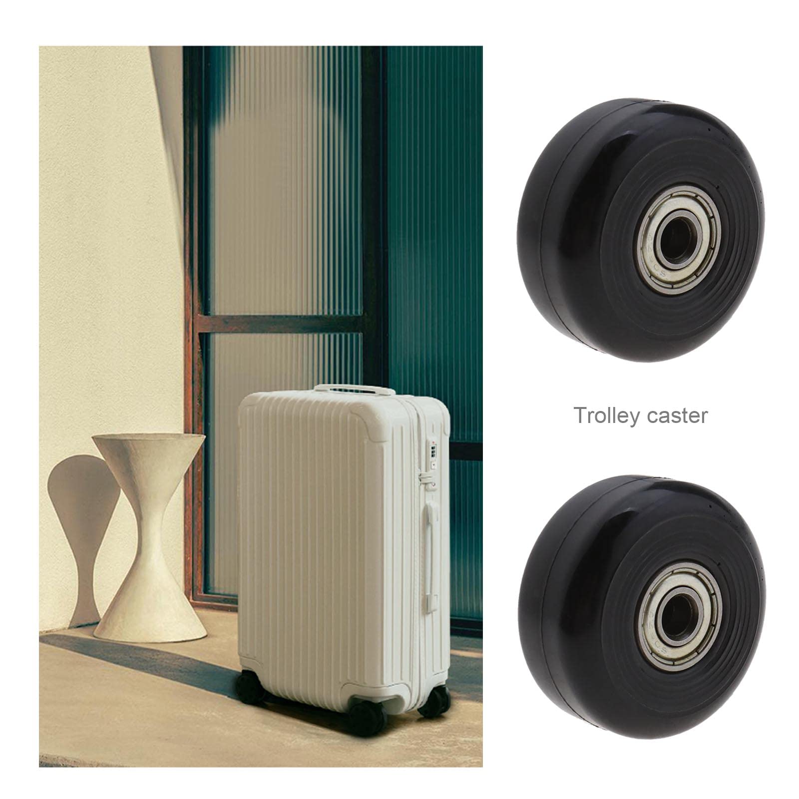 Micro Trader 2-Pair Luggage Suitcase Wheels Replacement Kit - 40mm OD - Durable Travel Luggage Repair Parts for Smooth Rolling - Perfect for Broken Suitcase Wheels Repair at Home or On The Go