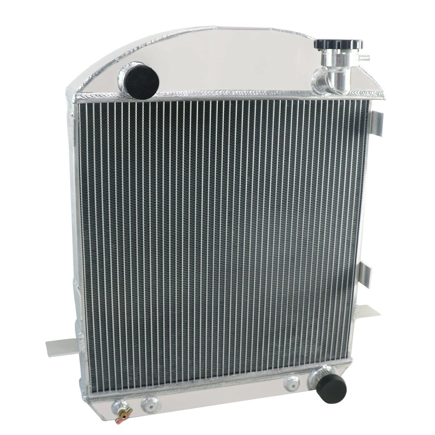 4 Row Aluminum Radiator for 1917-1928 Ford Model T & Chevy V8 Engine - Universal Fit 17-28 Models - All Aluminum Construction with 16