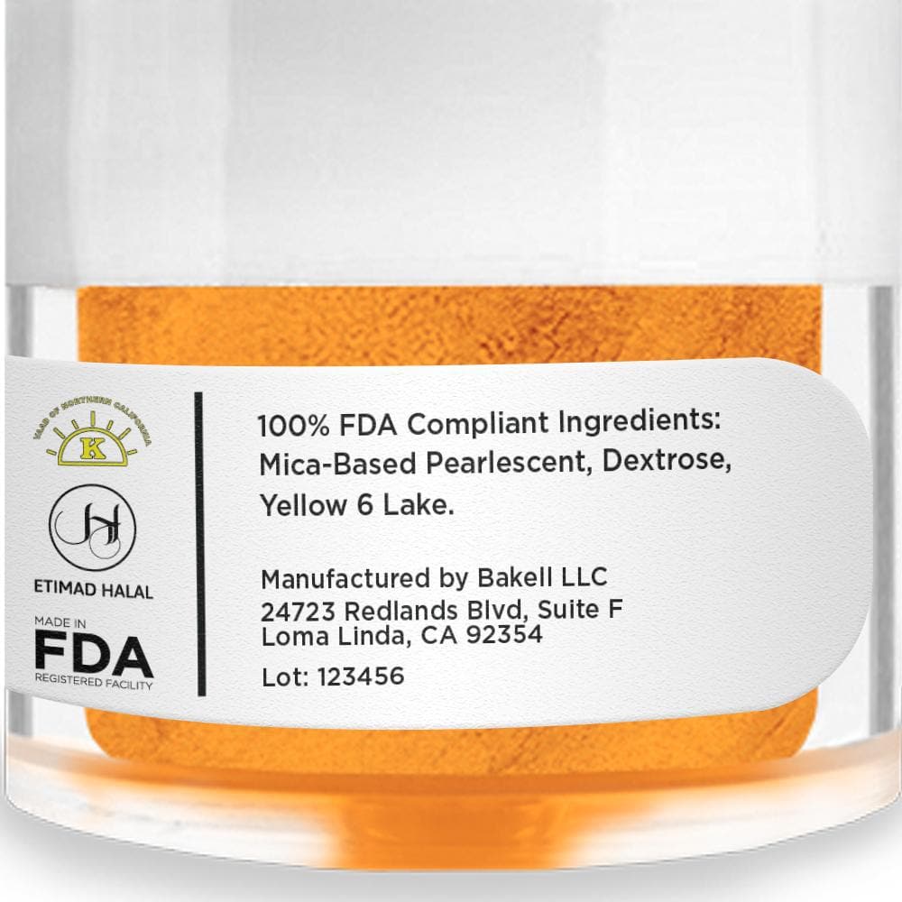 Wholesale Classic Orange Luster Dust for Cake Decorating - Edible Food Glitter for Baking, Cookies, Cupcakes & DIY Crafts