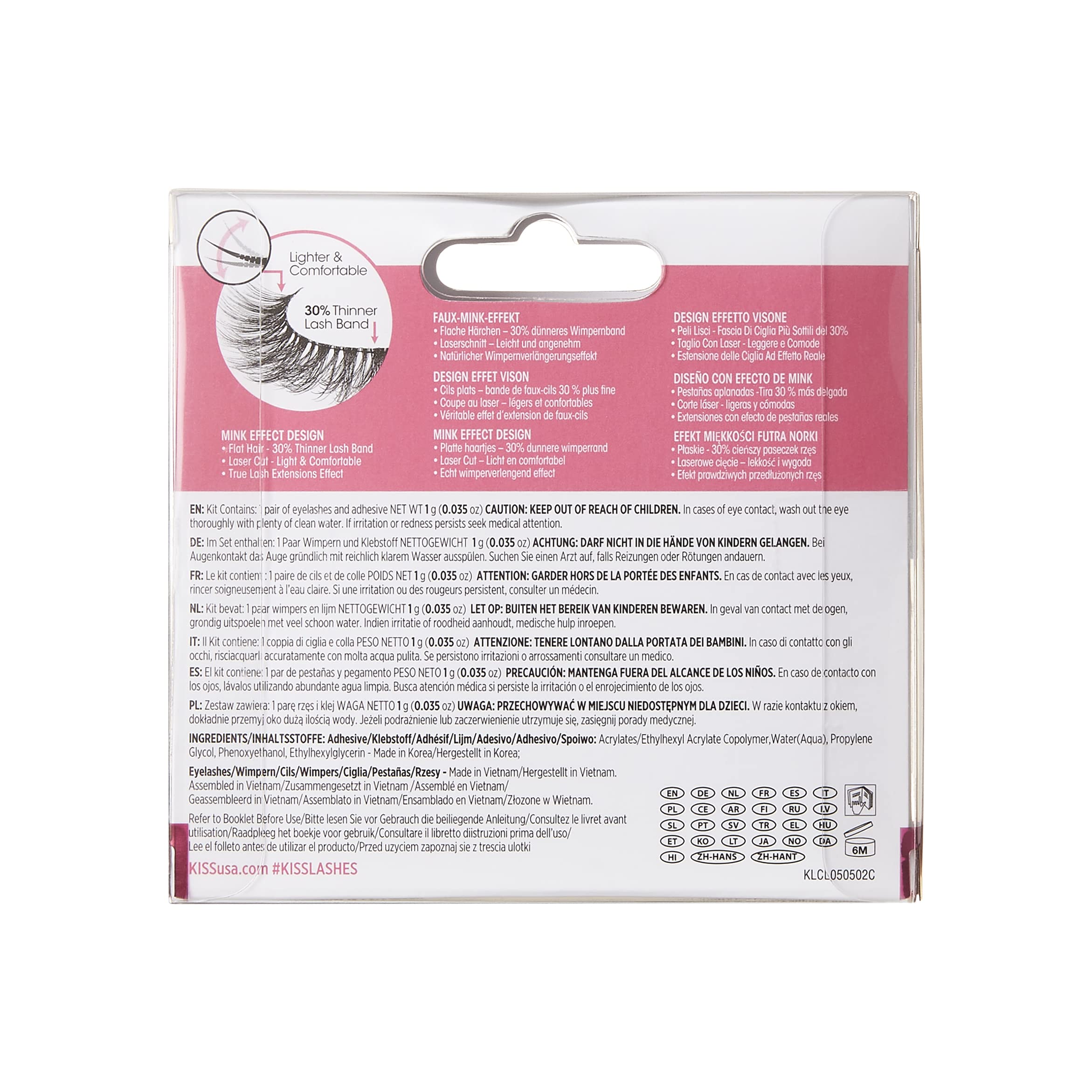 KISS Lash Couture LuXtensions Collection - 1 Pair Velour False Eyelashes with Flexible Band & Eyelash Glue | Lightweight, Natural Look for Everyday Wear & Special Occasions