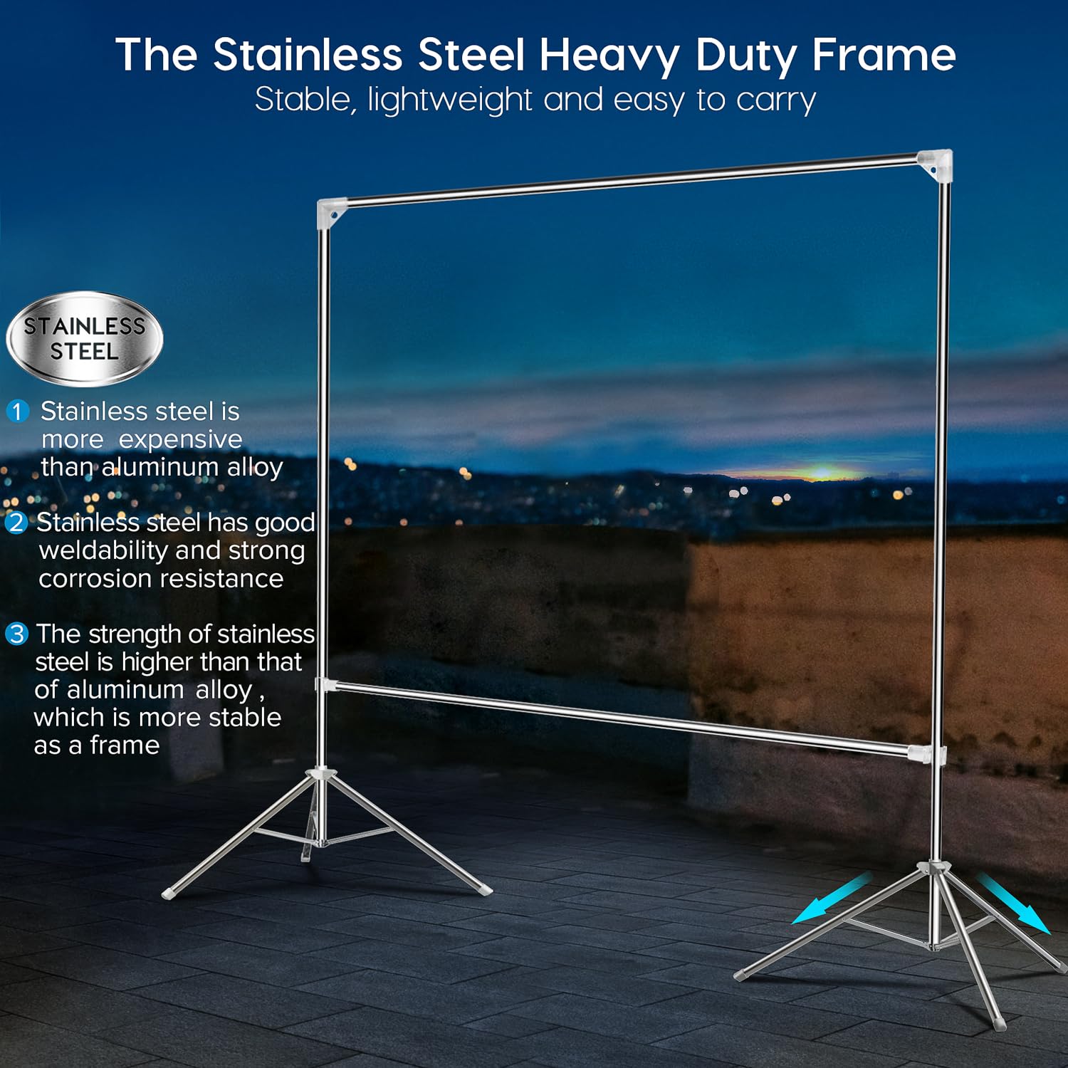 100-inch CENTURY-STAR Outdoor Projector Screen with Stand - Wrinkle-Free Nylon 16:9 Portable Movie Screen for Home Theater, Backyard & Camping - Includes Carrying Bag for Easy Transport