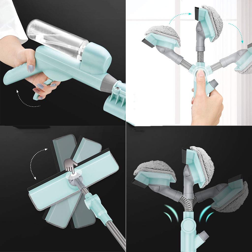 **Professional Extendable Rotating Shower Squeegee with Spray Head - Heavy Duty Rubber Window Cleaner for High Windows, Mirrors, Cars & Bathrooms - Perfect for Home Cleaning, Auto Detailing & Glass Maintenance**