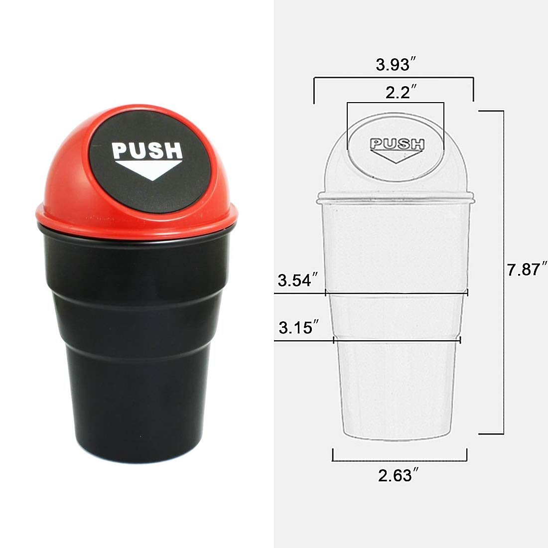 Leakproof Car Garbage Can with Lid - 2 Pack Small Trash Bin for Vehicle Cup Holder, Office, Home, Kitchen & Bedroom | Double Red Automotive Trash Can for Cars, Trucks & Road Trips