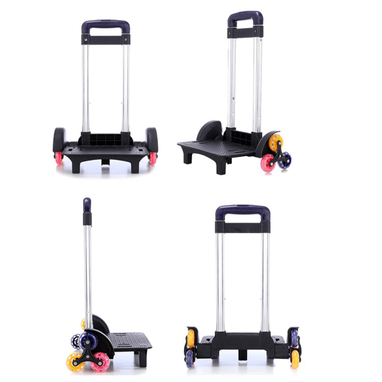 6-Wheel Foldable Hand Cart - Lightweight Aluminum Alloy Luggage Trolley for Students, Travel & School Bags | Portable Backpack Carrier for Commuting, Campus & Airports