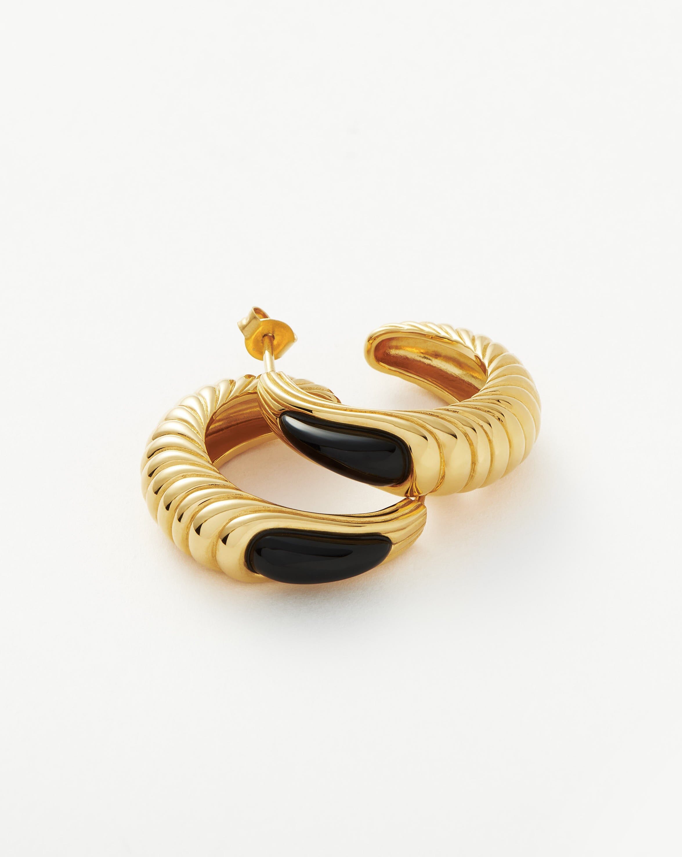 Wavy Ridge Gemstone Medium Hoop Earrings for Women - Elegant Dangle Earrings with Natural Stones - Perfect for Everyday Wear, Office & Date Night