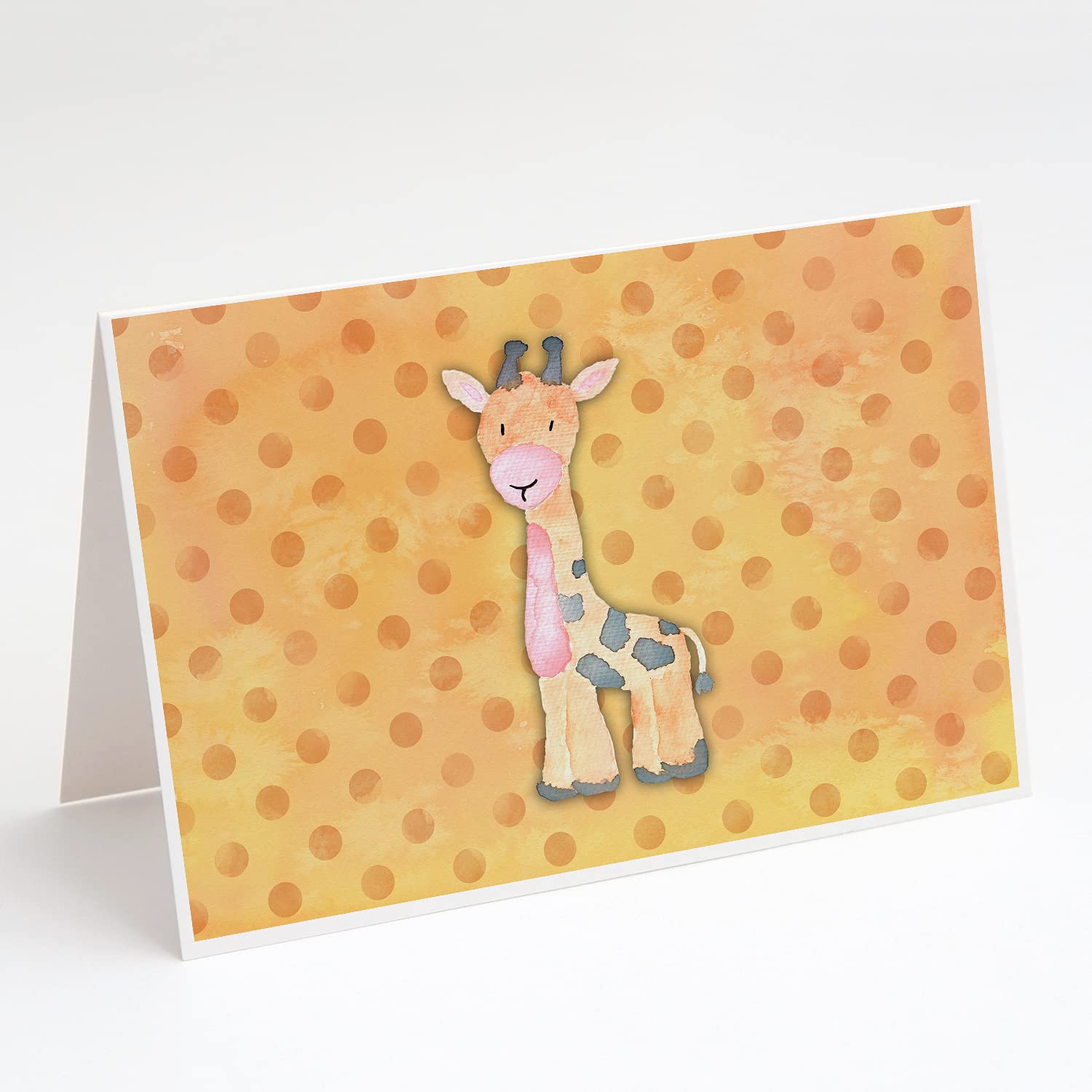 Polka Dot Giraffe Watercolor Greeting Cards - Pack of 8 Blank A7 Note Cards (5x7 inches) with Envelopes - Whimsical Animal Stationery for Birthday, Thank You & Holiday Cards