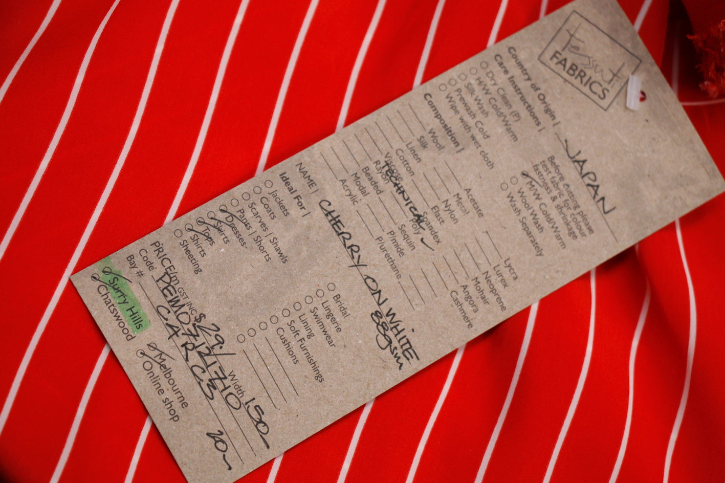 Premium White Cherry Print Technical Polyester Fabric - Perfect for DIY Sewing, Fashion Design, and Home Decor Projects