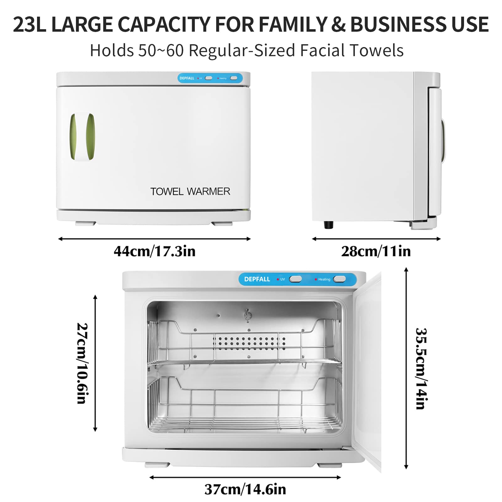 Premium 23L Large Towel Warmer Cabinet - EPA Certified Professional Massage & Spa Towel Heater - 2-in-1 Upgrade for Facials, Barber Shops & Salons - White - Perfect for Spas, Hotels & Home Bathrooms