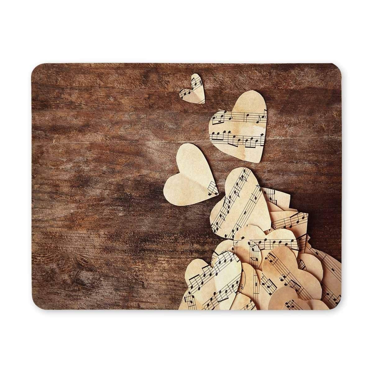 Non-Slip Rubber Gaming Mouse Pad with Paper Hearts & Music Notes Design - Perfect for PC, Laptop, Office Work & Video Games