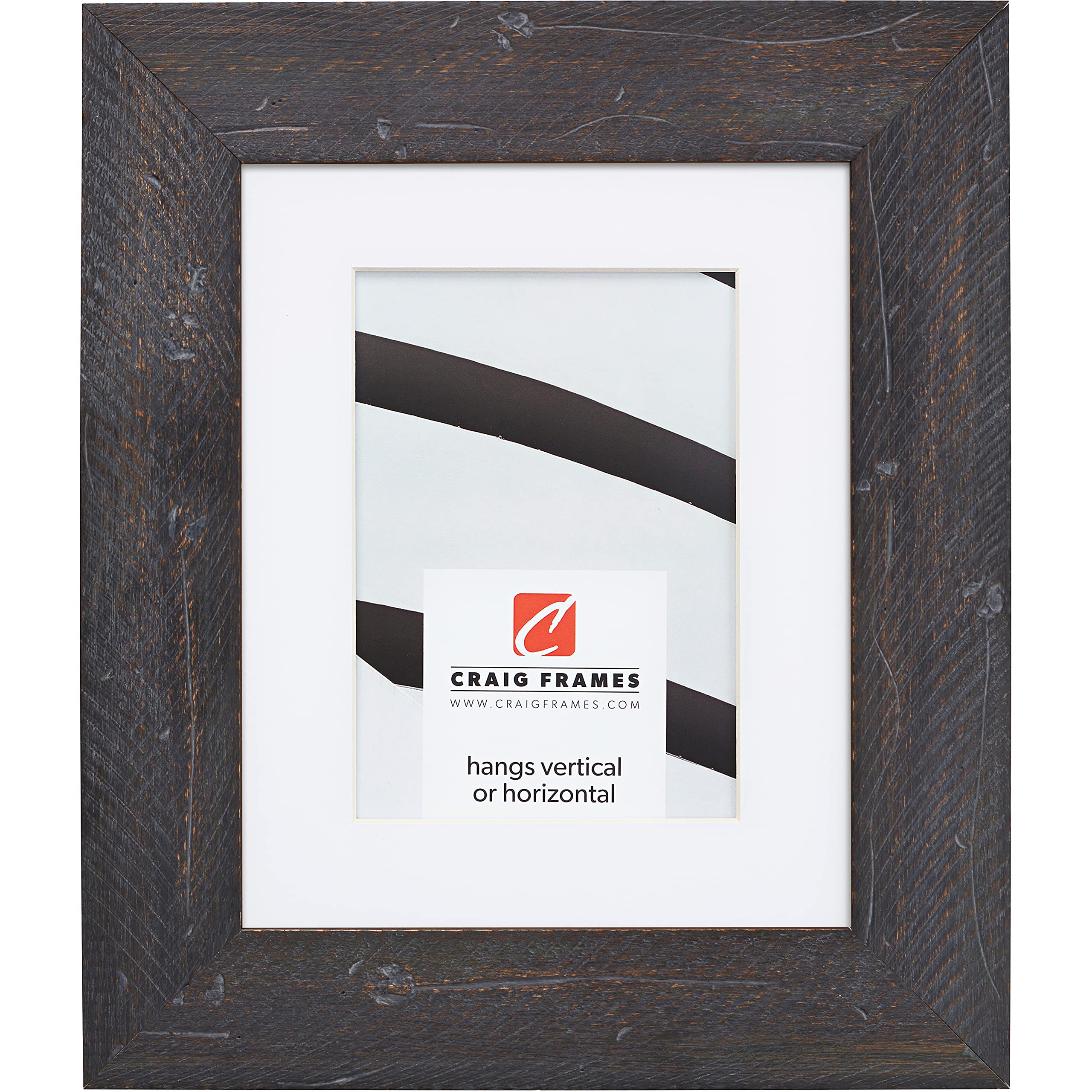 Craig Frames Hatteras 18x36 Inch Picture Frame with Mat for 14x32 Inch Photo - Boho Rustic Black Wall Art for Living Room, Bedroom & Office Decor