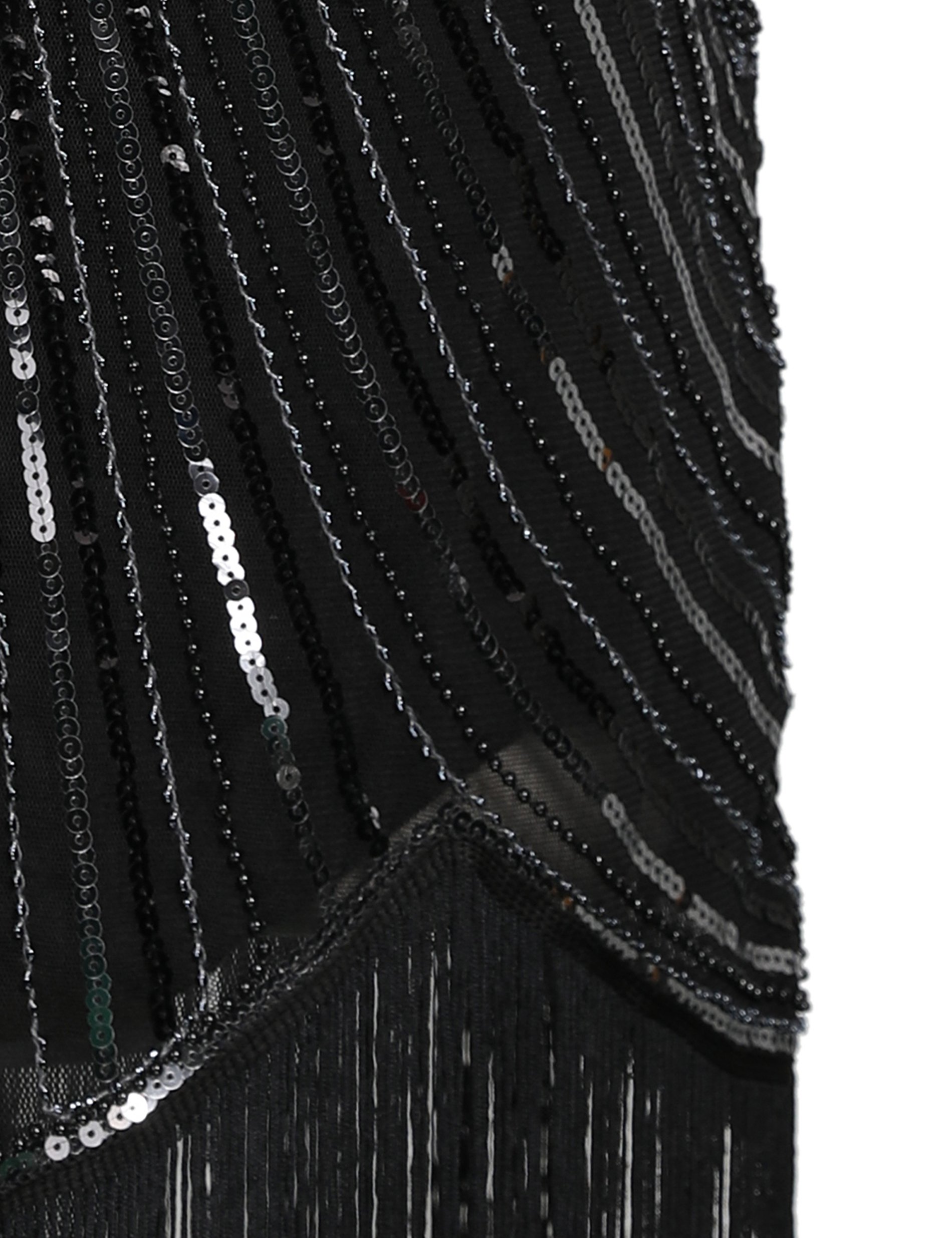 Vintage 1920s Flapper Dress with Sequin Beading & Tassel Hem - V-Neck Gatsby Cocktail Dress for Women - Perfect for Roaring 20s Parties, Halloween Costumes & Jazz Age Themed Events