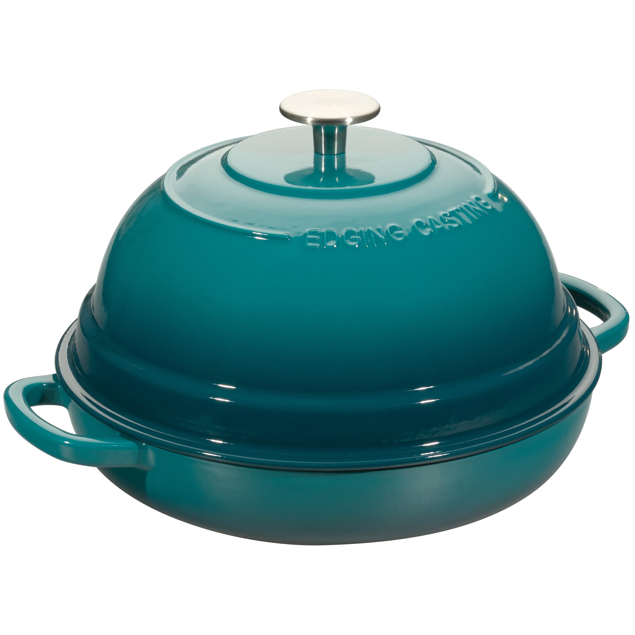 Enameled Cast Iron Dutch Oven with Lid - 6 Quart Round Bread Baking Pot for Homemade Sourdough, Artisan Loaves & Stews - Dark Cyan for Camping, Outdoor Cooking & Kitchen Use