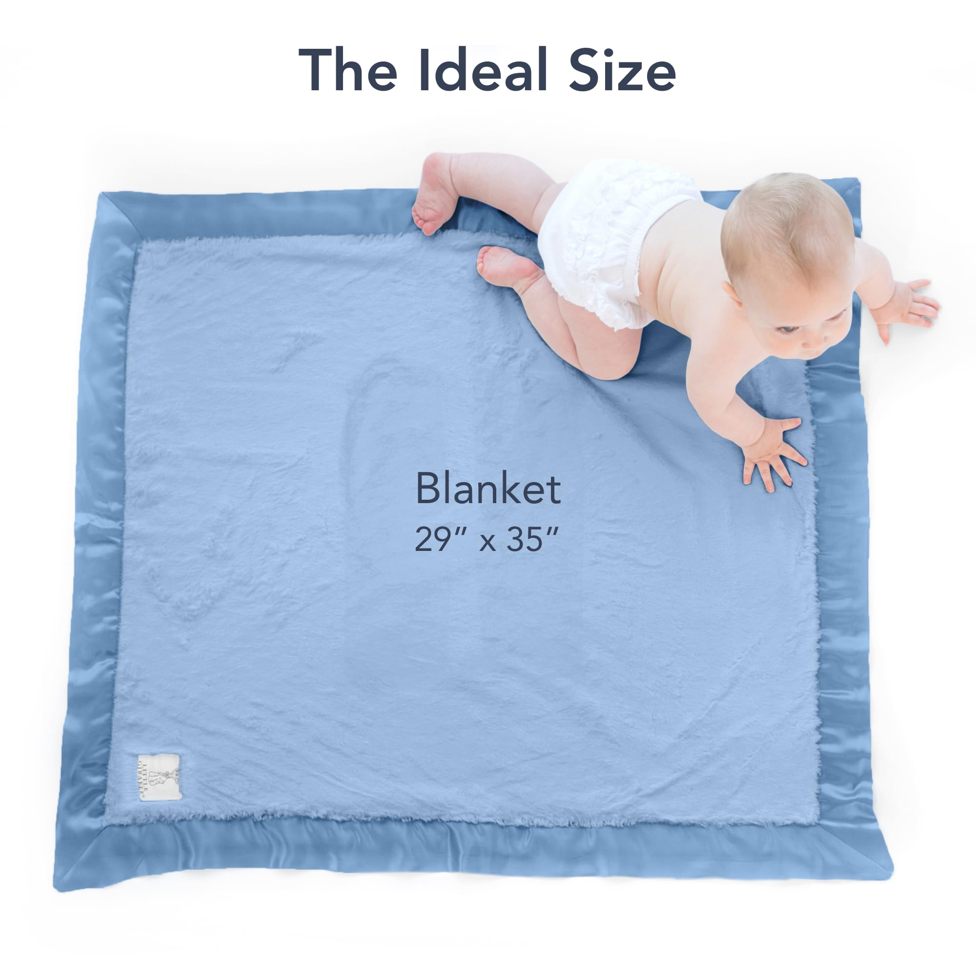 Little Giraffe Baby Blanket - Ultra Soft Luxe Blanket with Satin Trim for Newborns - 29x35
