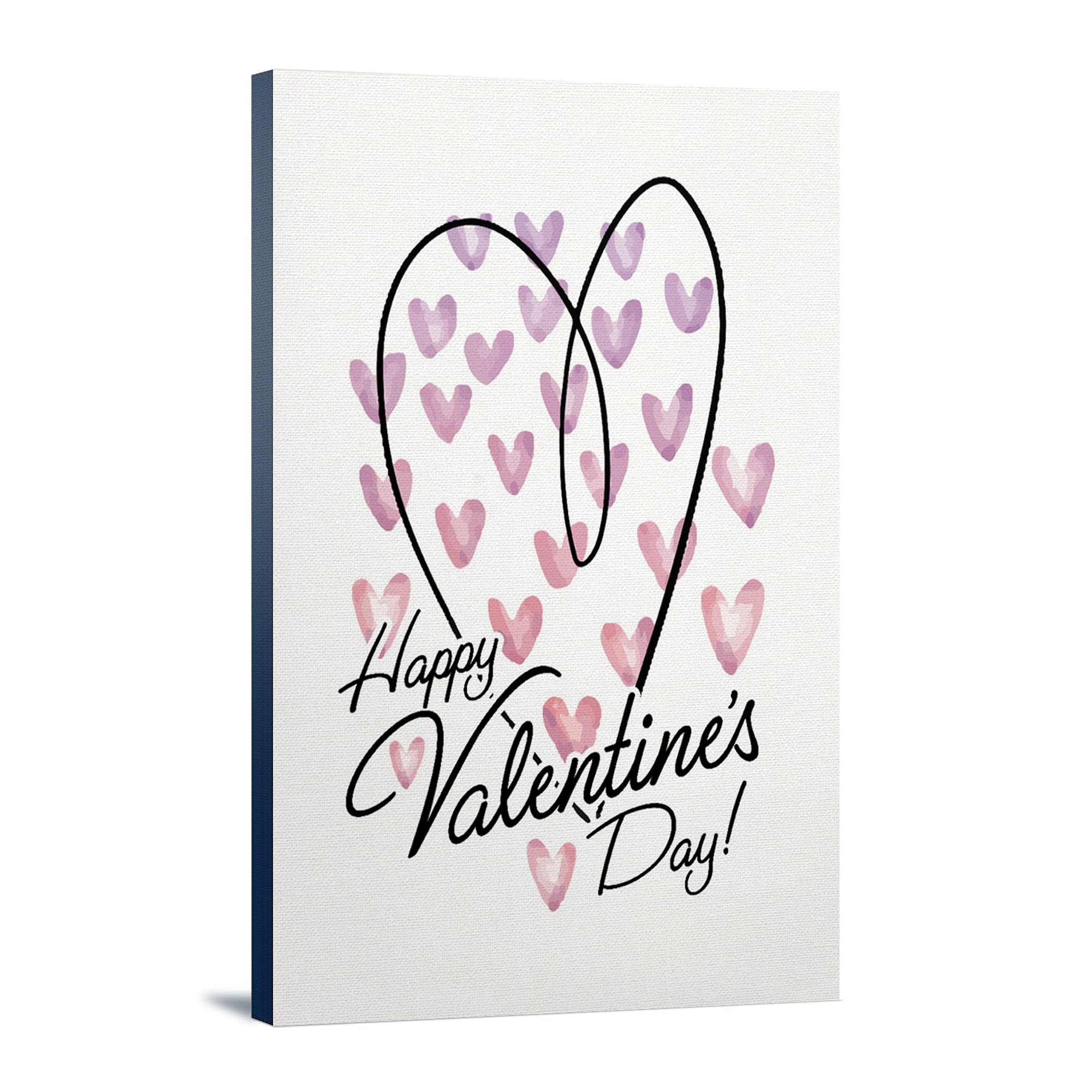 Lantern Press Happy Valentine's Day Hearts Wall Art - 24x36 Wrapped Canvas for Home Decor, Romantic Gift for Couples - Perfect for Living Room, Bedroom & Anniversary Presents