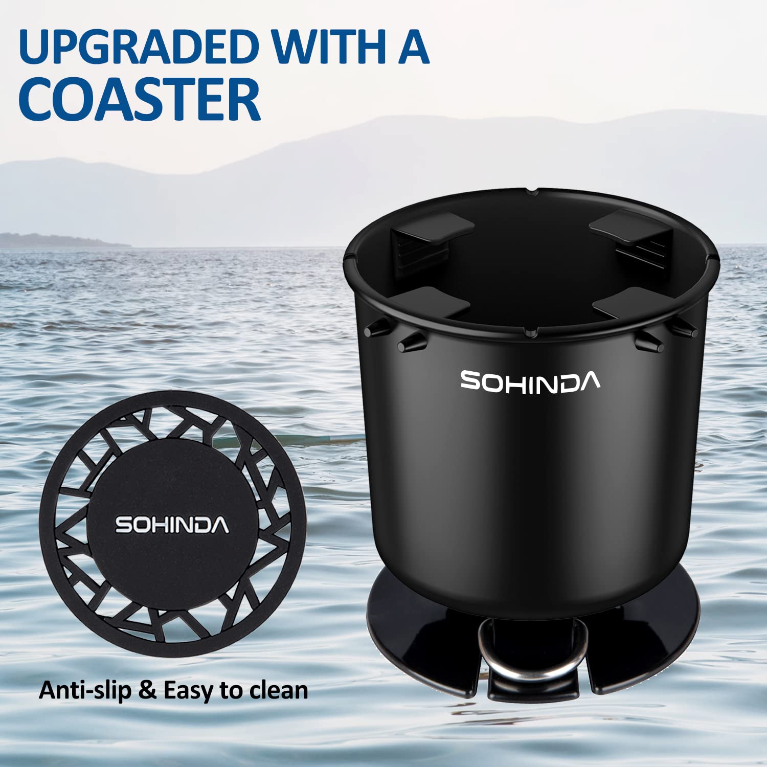 **SUP Paddle Board Cup Holder - Universal Kayak & Boat Accessory with Action Mount (White/Black) - Perfect for Drinks & Essentials on Water Adventures**    *Use Case: Keep your drinks secure while paddle boarding, kayaking, or boating—ideal for outdoor water sports and beach relaxation.*