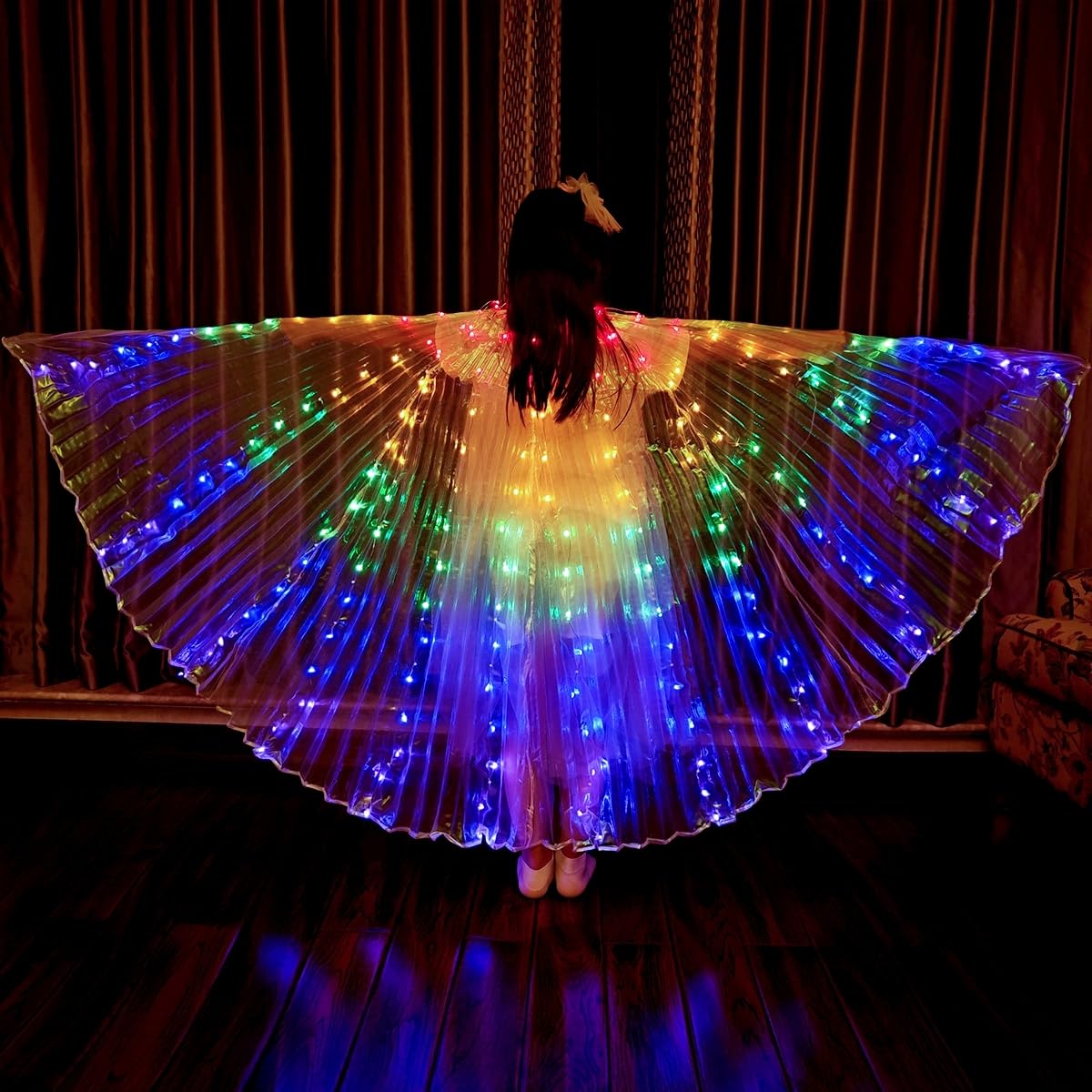 LED Belly Dance Wings with Stick - Light Up Costume for Women & Girls - Perfect for Carnival, Halloween, and Dance Performances - Glowing Party Accessories for Stage Shows & Themed Events