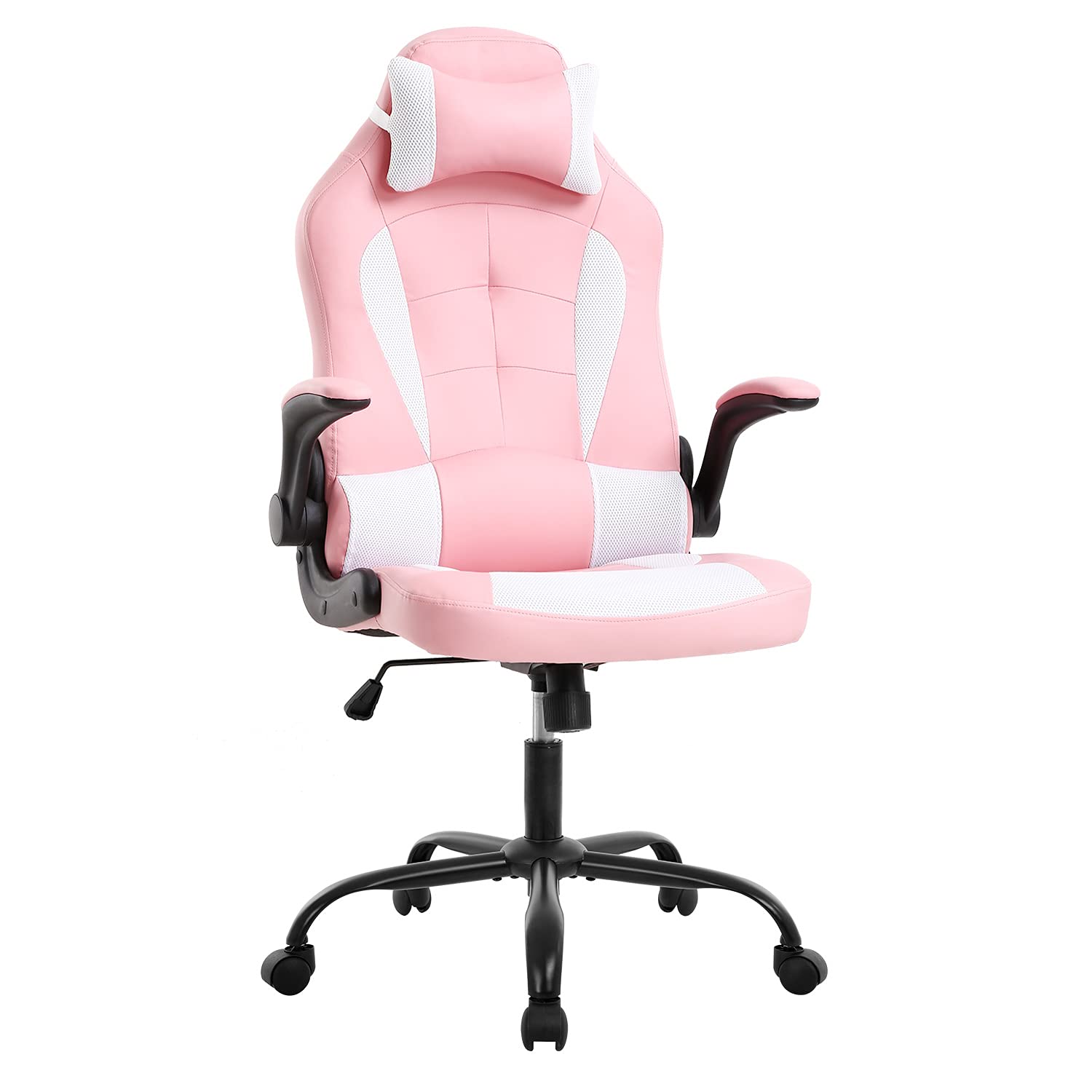 Ergonomic PC Gaming Chair with Adjustable Armrests, Headrest & Lumbar Support - High Back PU Leather Office Desk Chair for Home, Work & Gaming - Comfortable Executive Racing Style Computer Chair (Pink) - Perfect for Esports, Streaming & Long Work Sessions