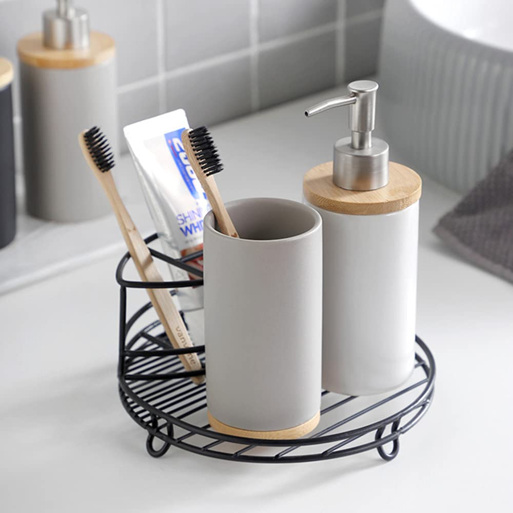 14 oz Ceramic Soap Dispenser Pump - Refillable Liquid Soap Bottle for Kitchen, Bathroom & Sink - Perfect for Hand Soap, Dish Soap & Shampoo - Elegant Countertop Decor for Home & Office