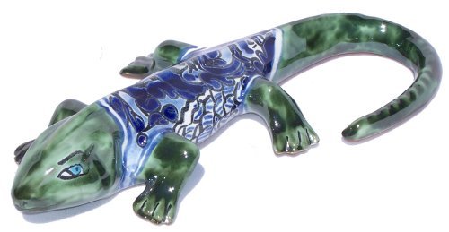 Blue Ceramic Garden Iguana Statue - Outdoor Decor for Patio, Lawn & Garden - Handmade Decorative Reptile Sculpture for Landscaping & Home Décor
