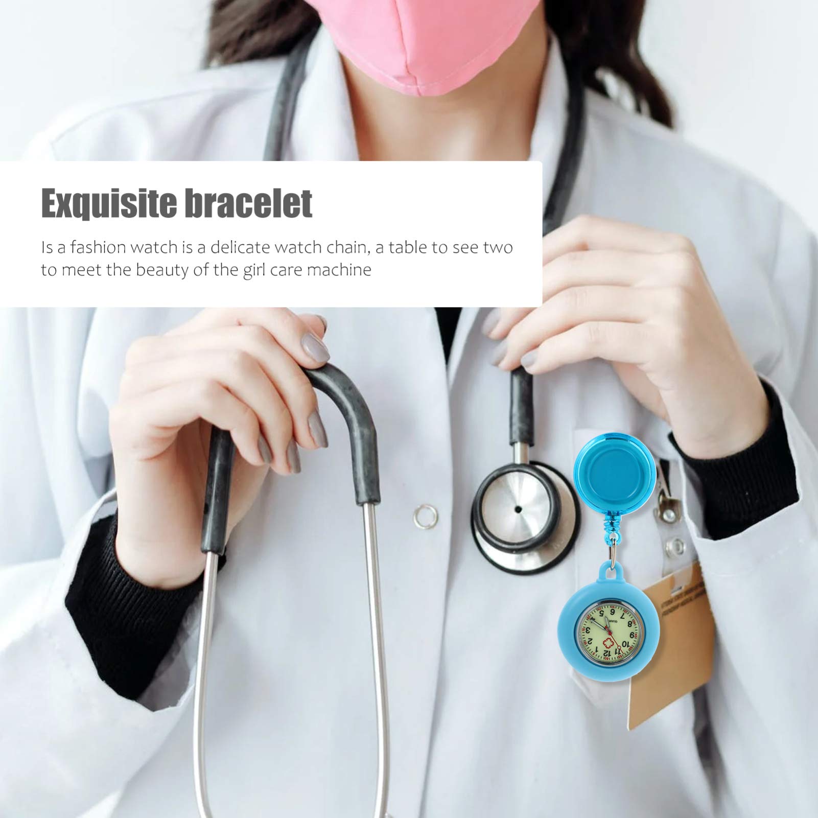 Hemobllo Retractable Nurse Watch - Clip-On Silicone Fob Watch with Luminous Dial for Nurses & Medical Professionals | Perfect for Shift Work, Patient Care & Clinical Use