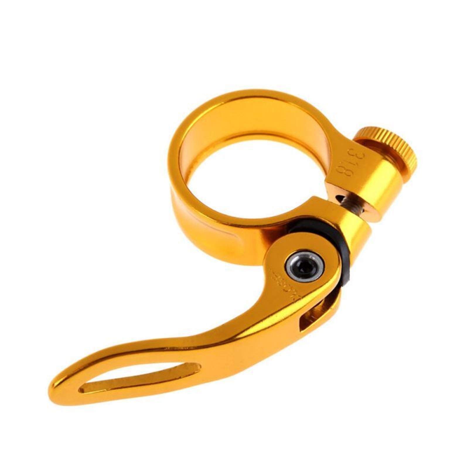 Ultralight Aluminum Alloy Bike Quick Release Seatpost Clamp 31.8mm/34.9mm - MTB Road Bicycle Seat Tube Clip Accessories (Yellow) - Perfect for Mountain & Road Bikes Cycling & Commuting