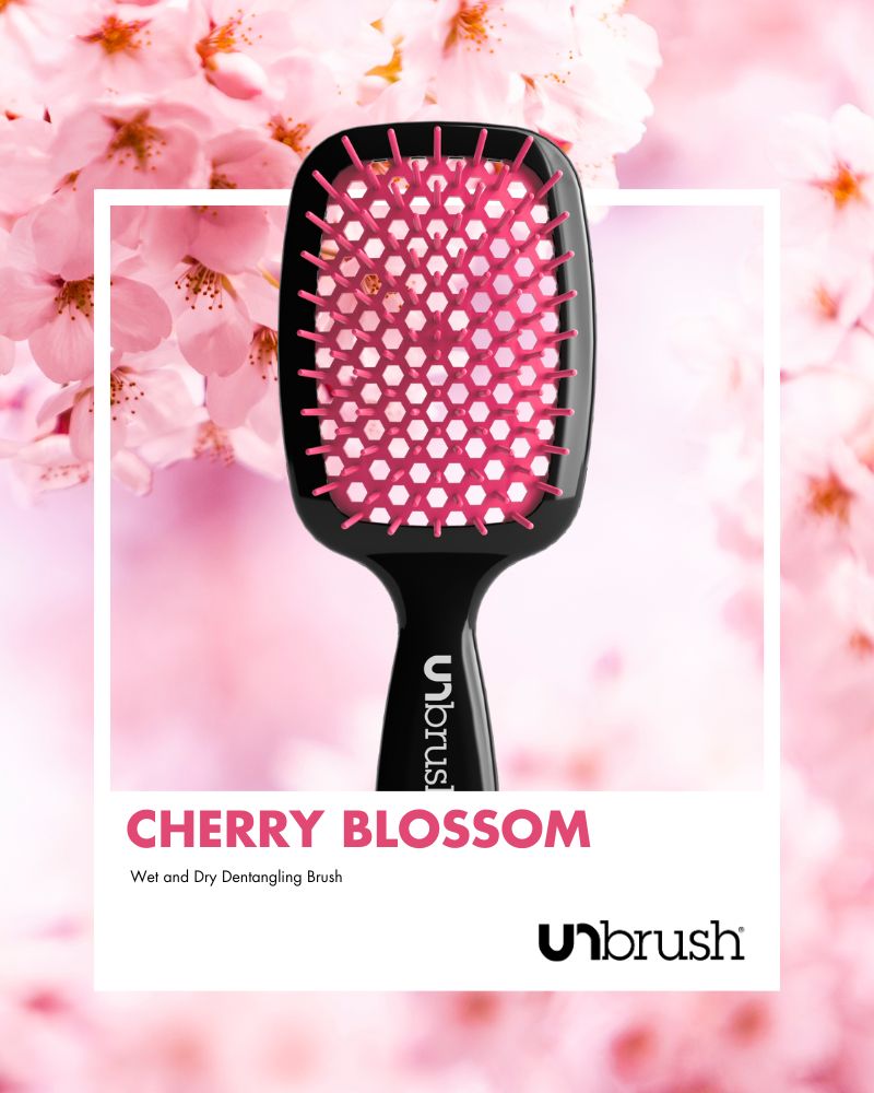 UNbrush Detangling Hair Brush for Wet & Dry Hair - Cherry Blossom Design | Pain-Free Knot Remover for Kids & Adults | Perfect for Shower, Salon & Travel Use