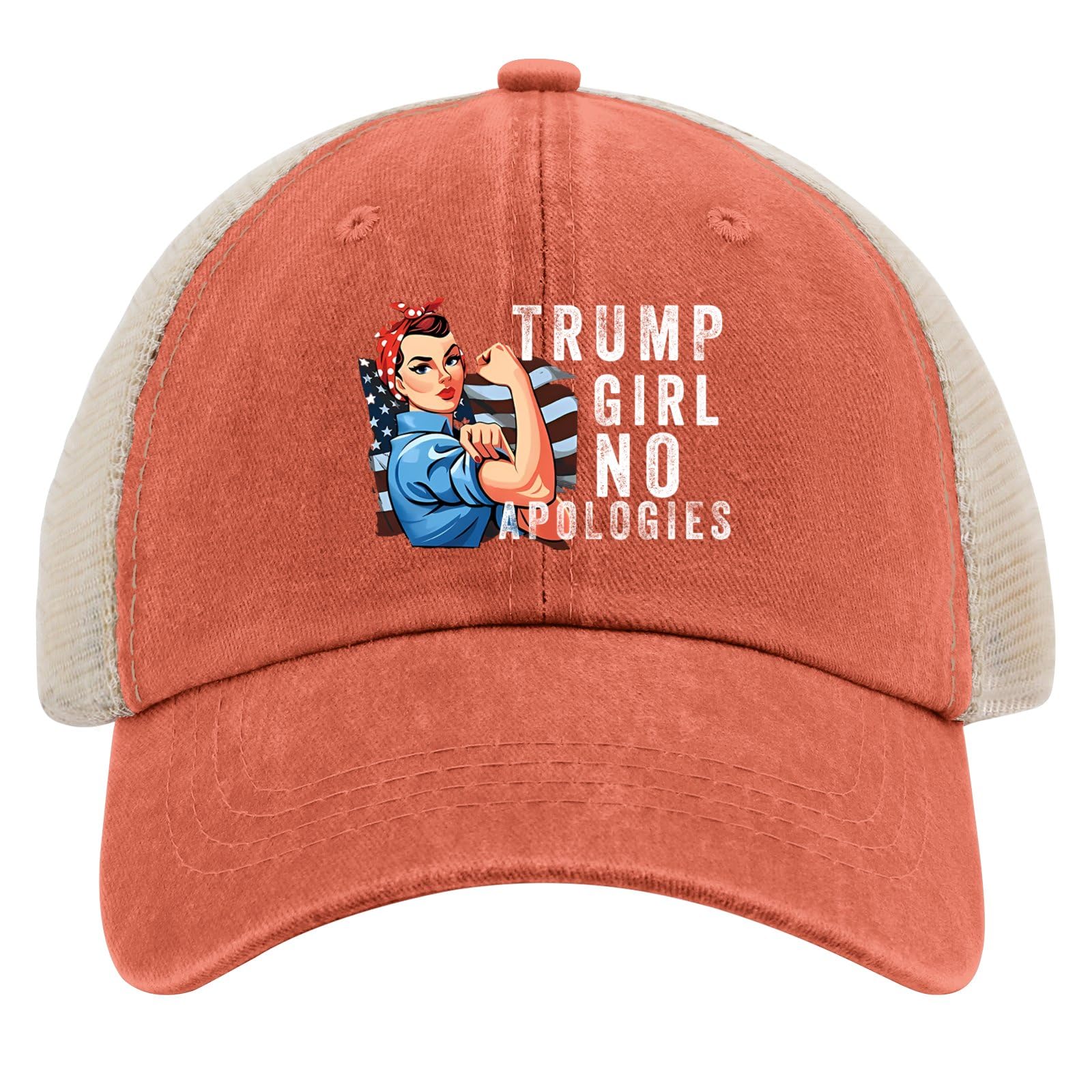 Trump Girl NO Apologies Hat - Unisex Adjustable Bucket Hat for Men & Women - Black Funny Fishing & Beach Hat - Perfect for Outdoor Activities, Political Events & Casual Wear