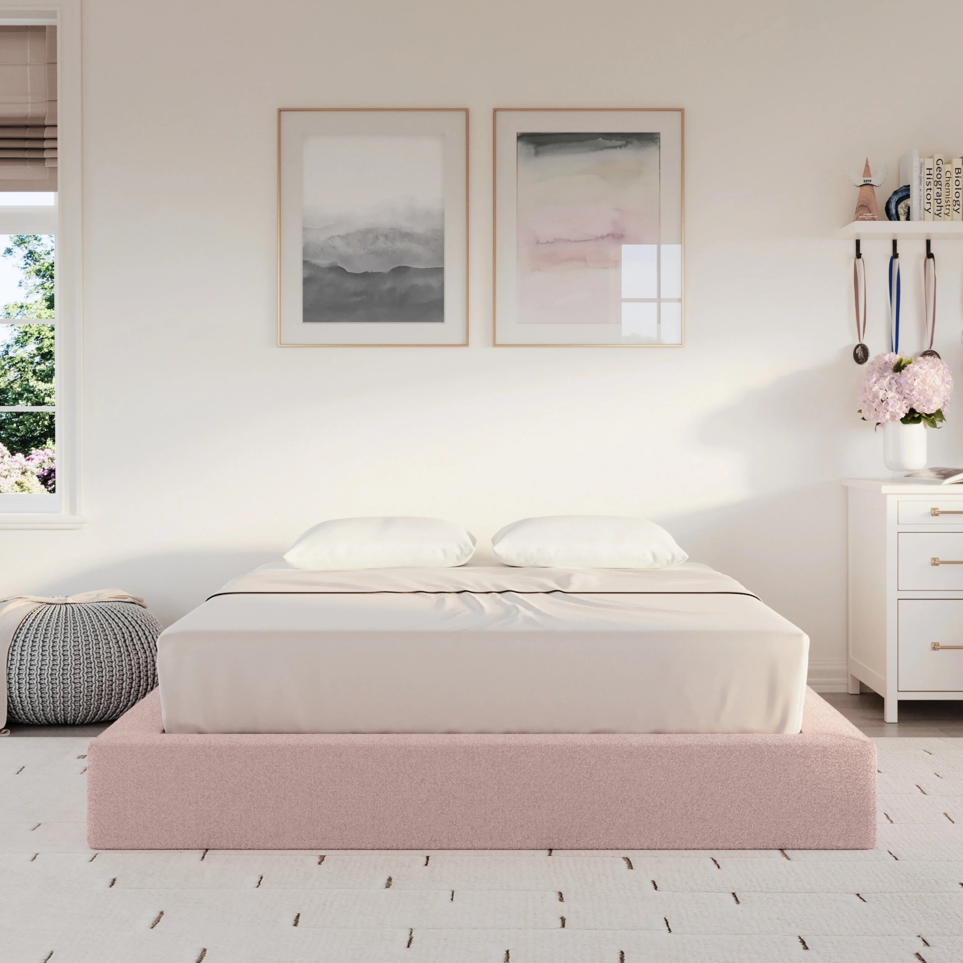 Premium Ultra Bed Frame with Sturdy Metal Support - Soft Cotton Candy Color for Sweet Dreams | Perfect for Kids' Rooms, Guest Bedrooms & Cozy Home Decor