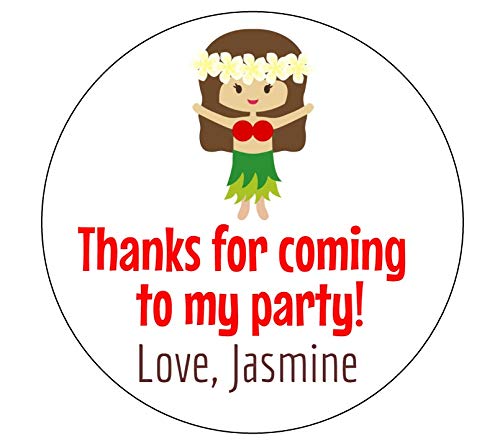 Fun Hula Girl Birthday Stickers - Set of 12 Decorative Stickers for Party Invitations, Scrapbooking & Gift Wrapping