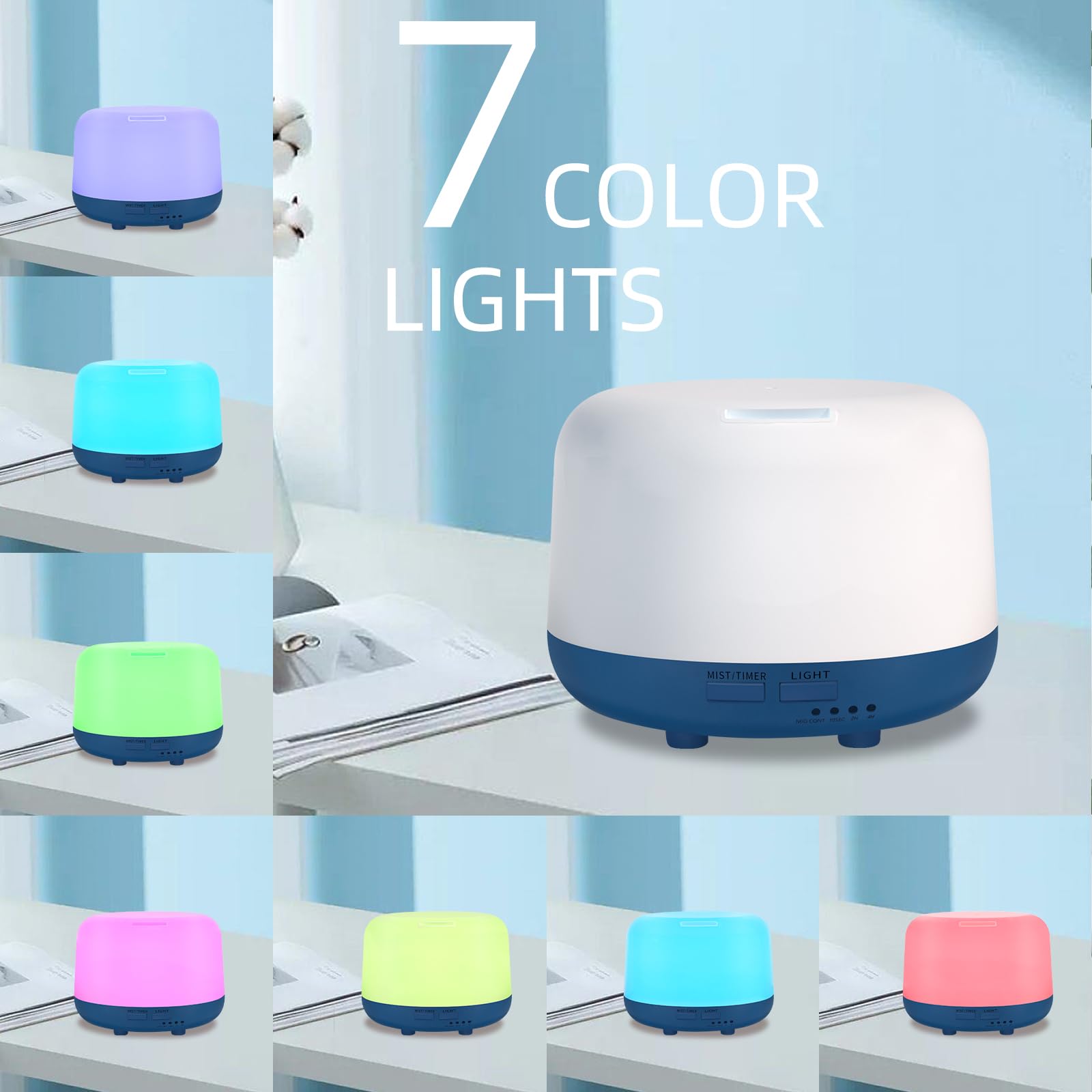 300ML Essential Oil Diffuser with Remote Control - 7 Color Changing LED Lights, Ultrasonic Cool Mist Humidifier for Aromatherapy, Yoga, Bedroom & Office Relaxation