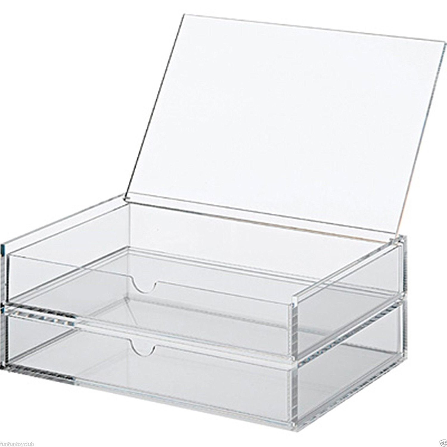 MUJI Acrylic Stackable 2-Drawer Storage Box with Lid - Large Size for Home Organization, Office Supplies & Craft Storage