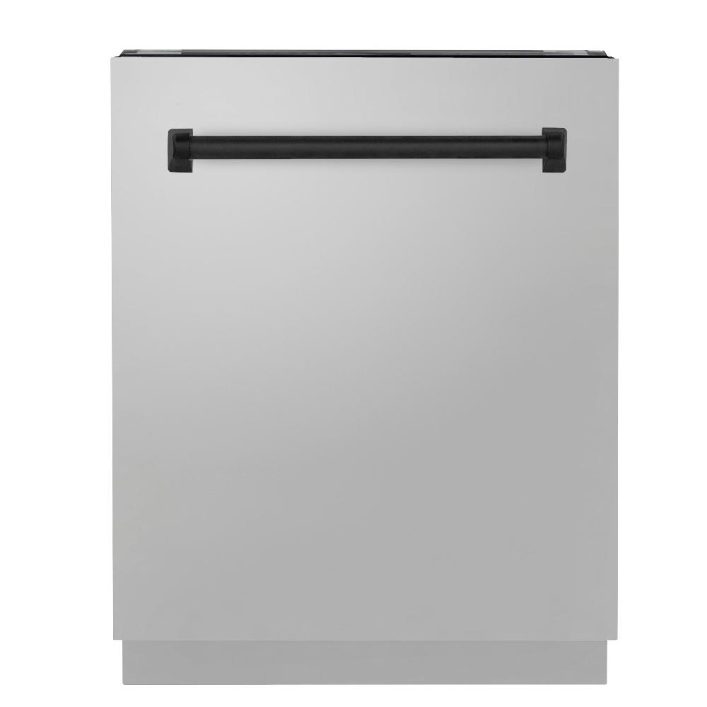 ZLINE Autograph Edition 24-inch 3rd Rack Top Control Tall Tub Dishwasher - Stainless Steel with Matte Black Handle, 51dBa Ultra Quiet (DWVZ 304 24 MB) - Perfect for Modern Kitchens and Open-Concept Homes