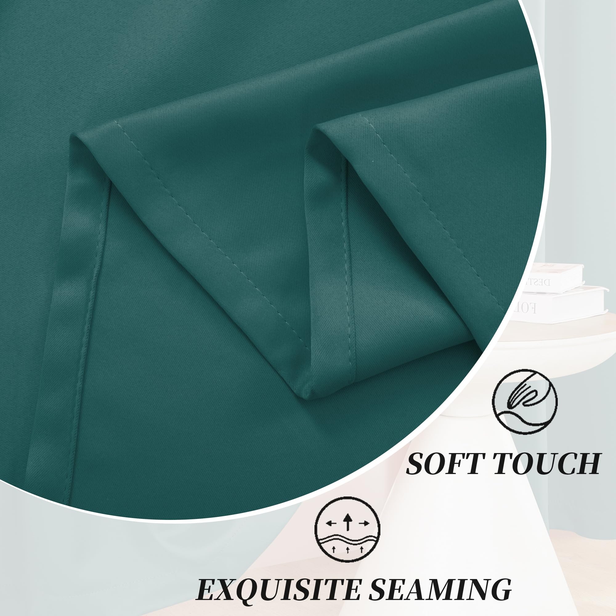 Thermal Insulated Blackout Curtains 42x54 Inch - Antique Copper Grommet Drapes for Bedroom, Living Room & Basement Windows | Noise Reducing & Energy Saving | 1 Pair Teal Green Panels for Christmas Decor