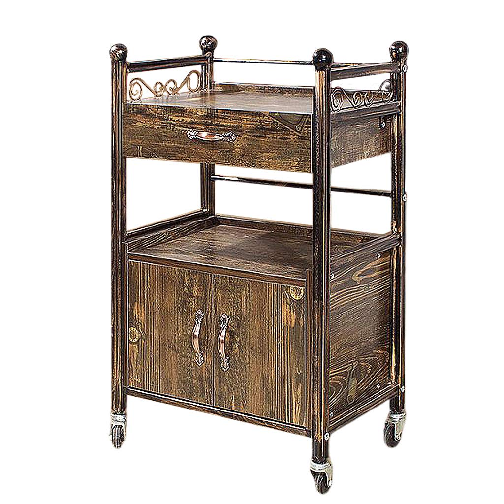 Professional Rolling Beauty Trolley for Salon & Barber - Retro Metal Storage Cart with Tattoo & Cupping Rack, Mobile Hairdressing Station | Perfect for Salon Organization, Tattoo Parlors & Spa Treatments