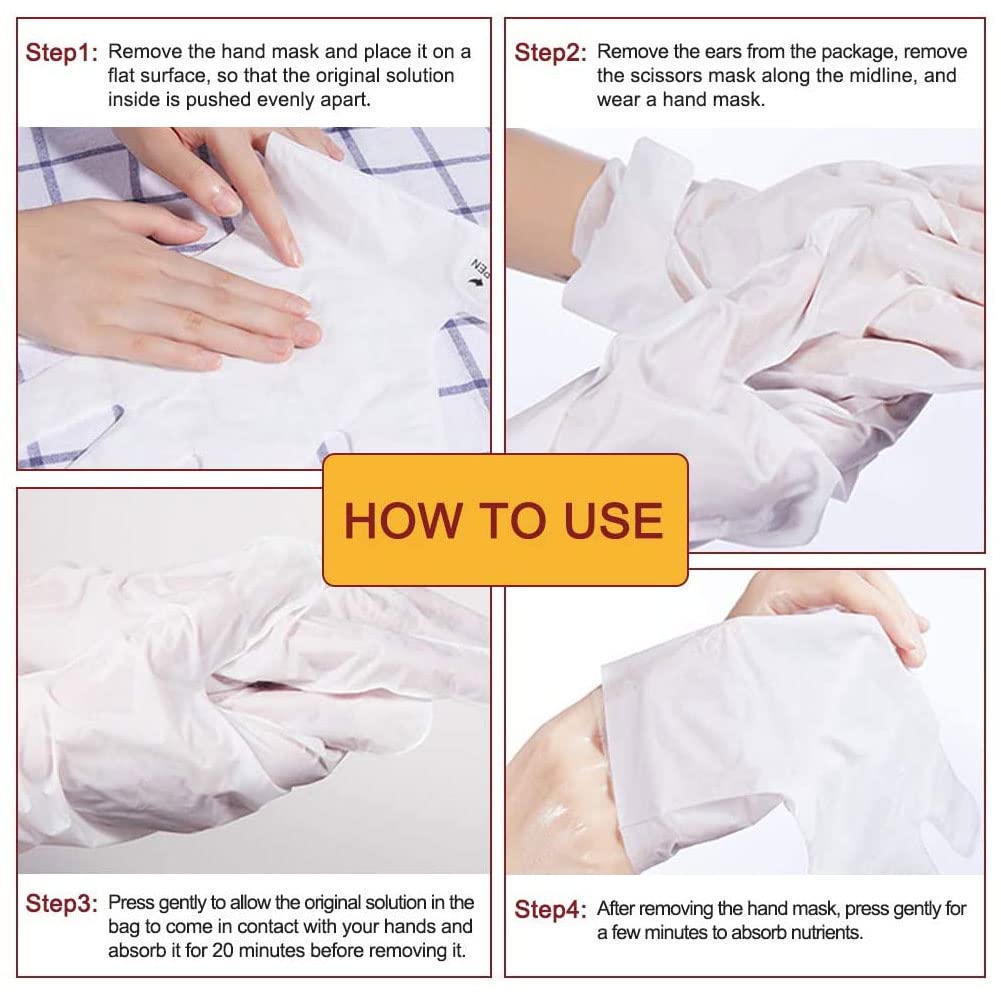 CGBOOM 5 Pairs Moisturizing Hand Masks with Collagen, Vitamins & Natural Extracts - Honey Milk Formula for Dry, Cracked & Aging Hands - Perfect for Overnight Treatment, Spa Day & Winter Hand Care