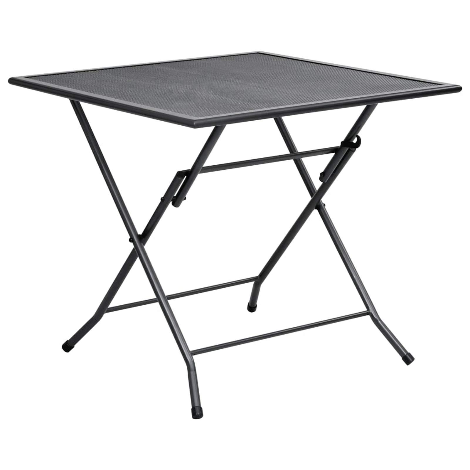 Tidyard 31.5 Inch Square Folding Mesh Table - Steel Anthracite Outdoor Dining Table for Patio, Backyard, Balcony, Garden & Indoor Use - Perfect for BBQs, Picnics and Small Space Living