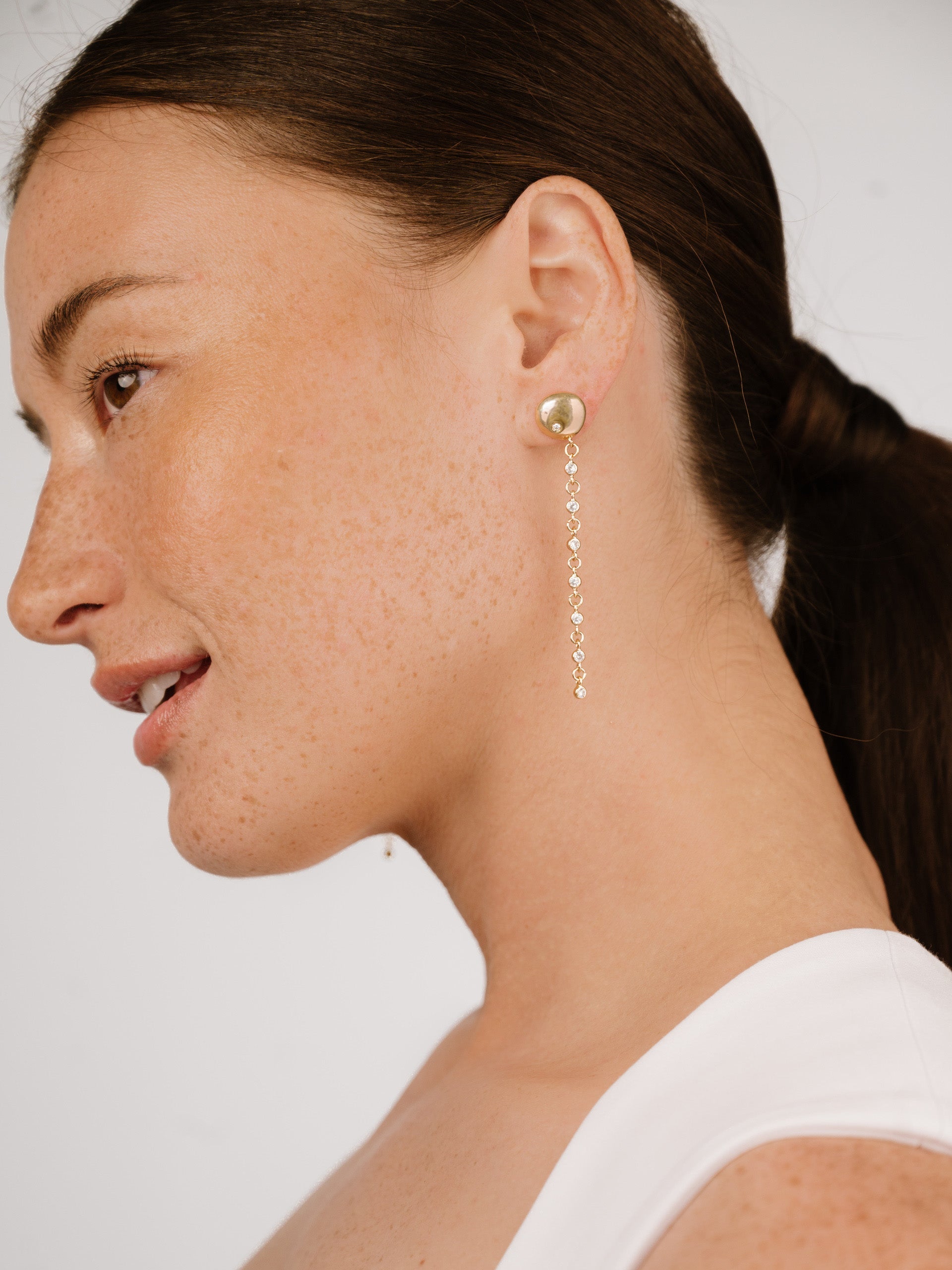 Polished Pebble Linear Chain Earrings - Elegant Minimalist Dangle Earrings for Women | Perfect for Casual Wear, Office, and Evening Outfits