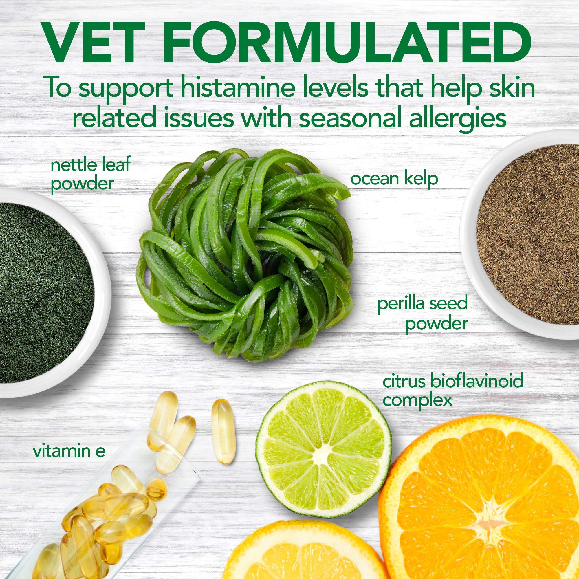 Vet's Best Seasonal Allergy Soft Chew Dog Supplements for Itchy Skin Relief - Supports Healthy Histamine Levels - 90-Day Supply for Medium to Large Dogs - Perfect for Outdoor Activities and Allergy Season Comfort