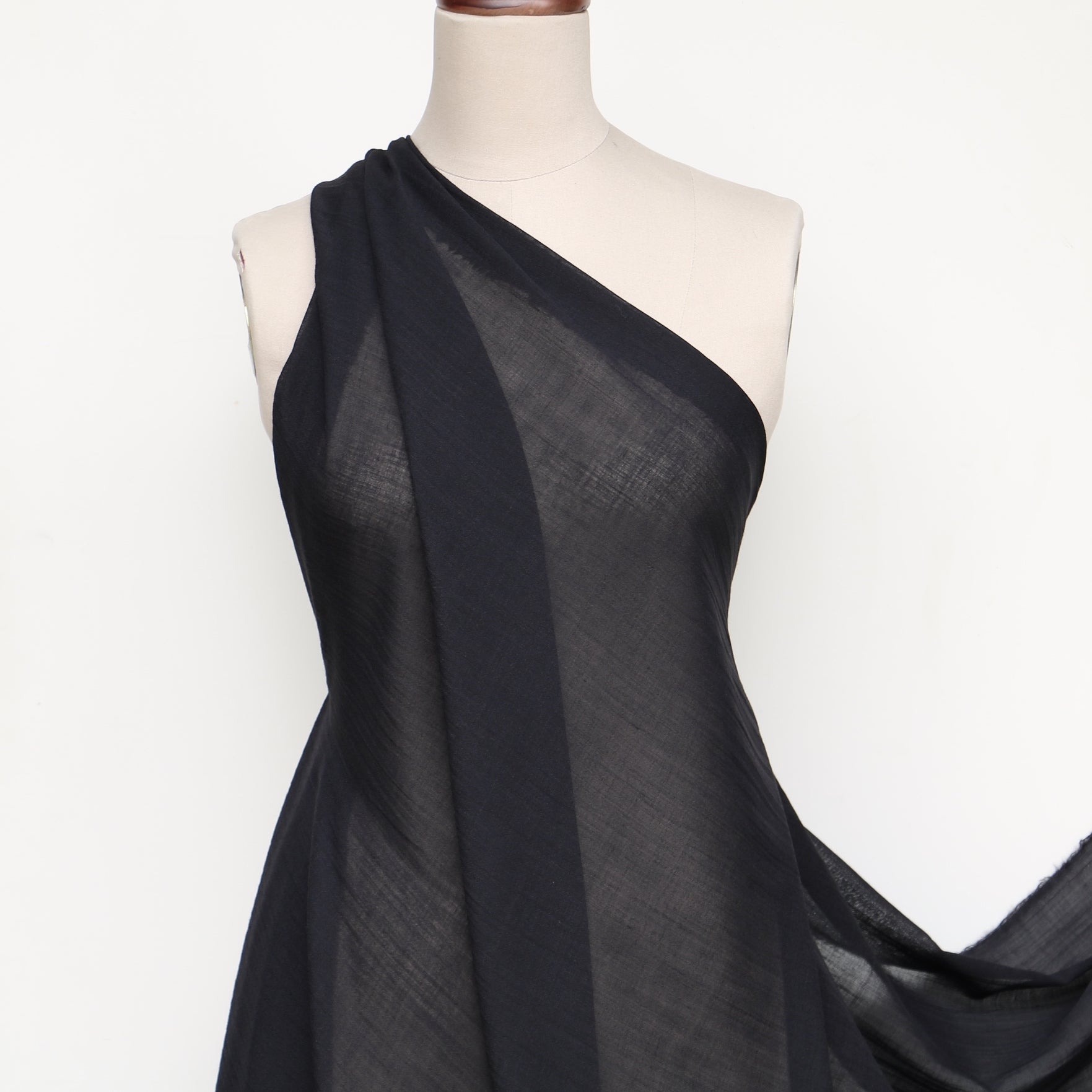 Black Rose Wool Georgette Fabric - Soft & Elegant Material for Dresses, Scarves & Home Decor | Perfect for Sewing, Fashion Design & DIY Projects